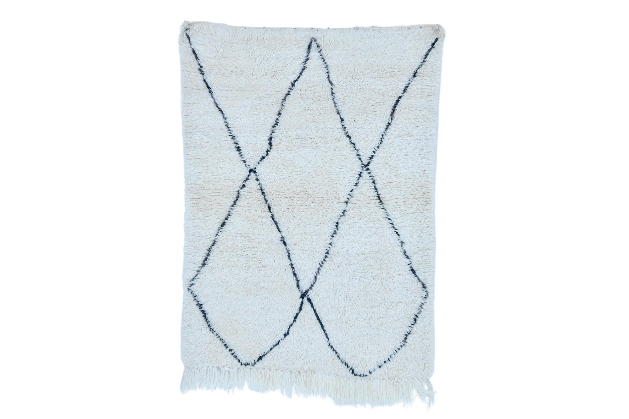 Moroccan custom rug from Beni Ourain, Wool and Thread, White