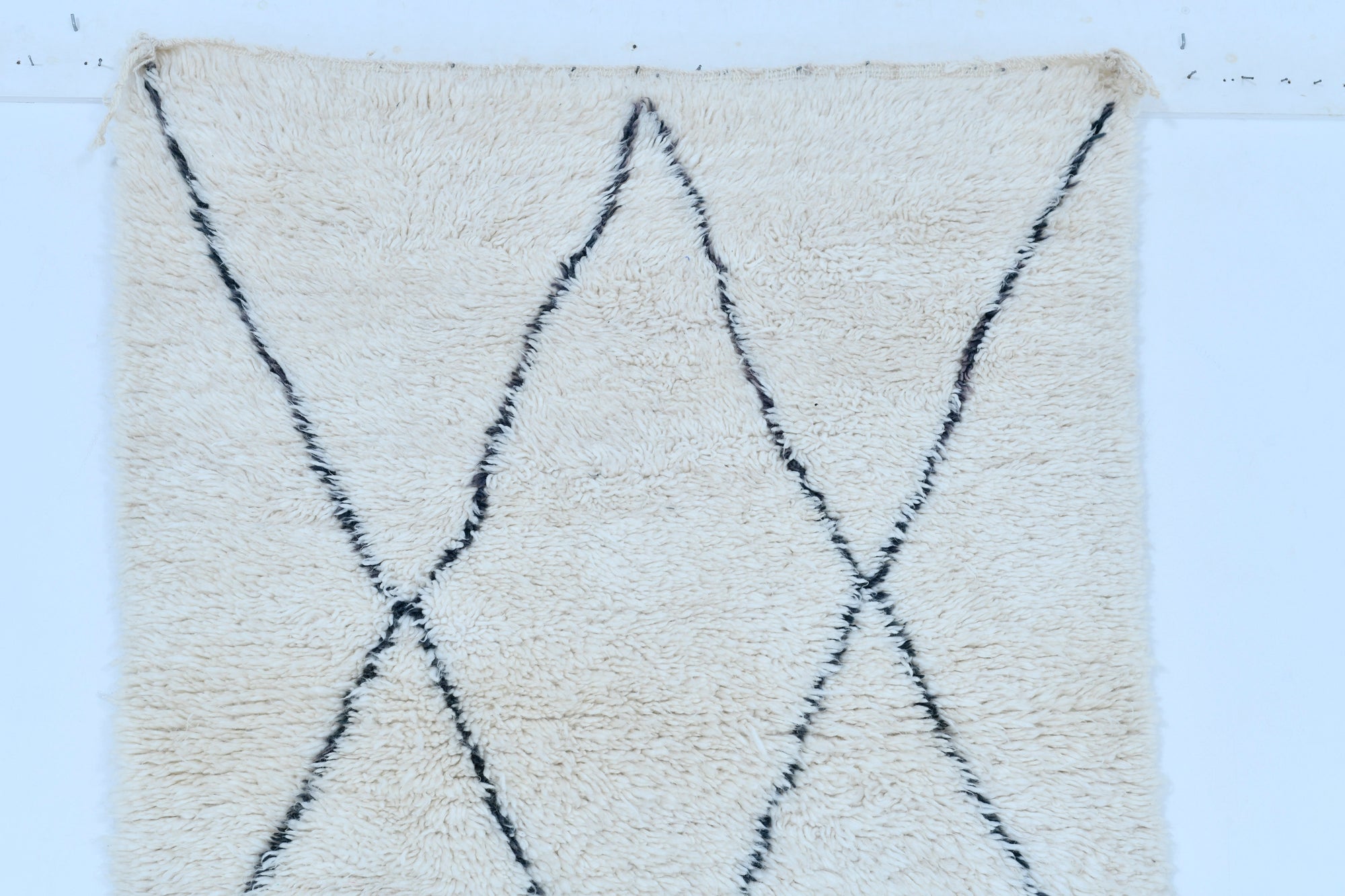 Moroccan custom rug from Beni Ourain, Wool and Thread, White