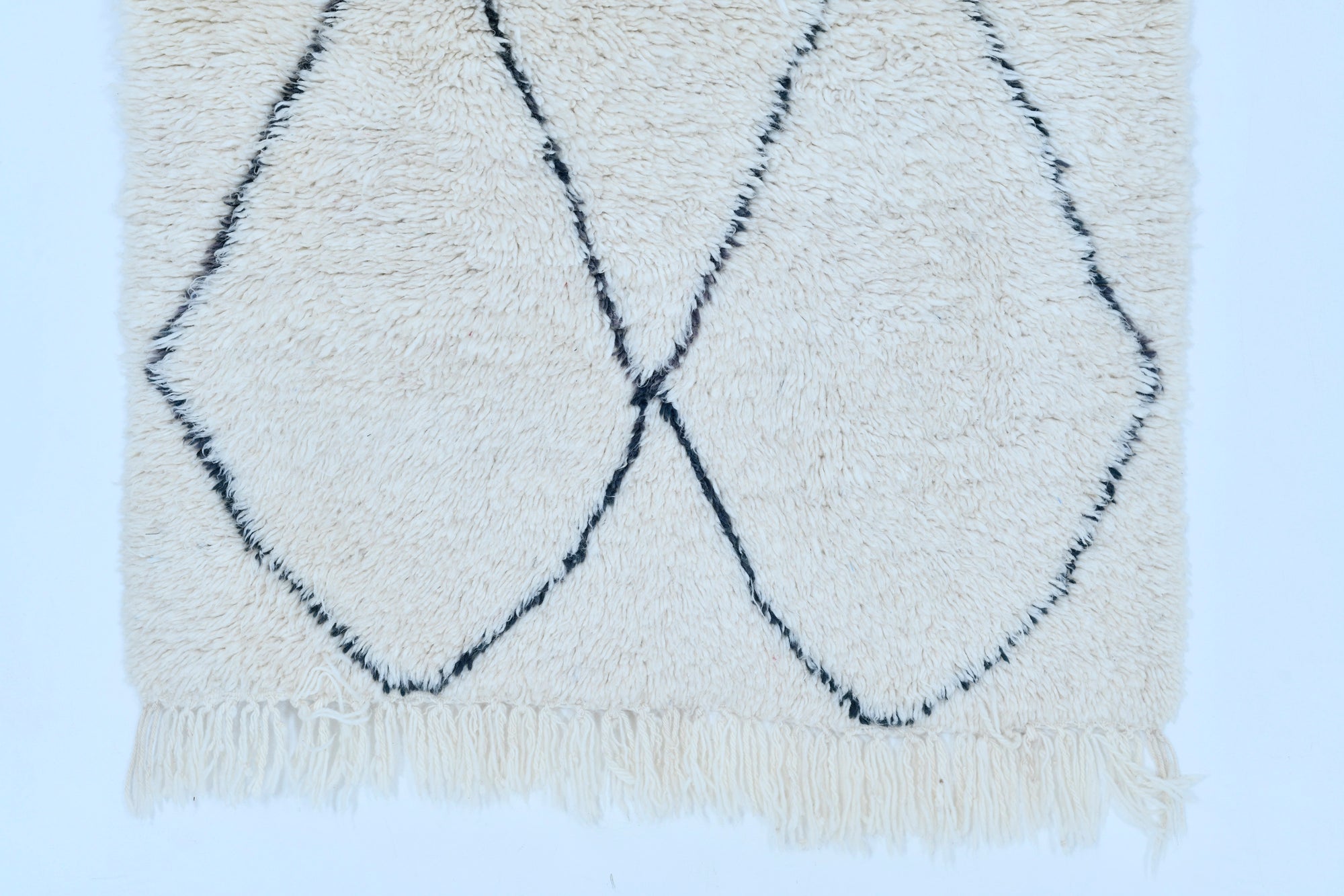 Moroccan custom rug from Beni Ourain, Wool and Thread, White