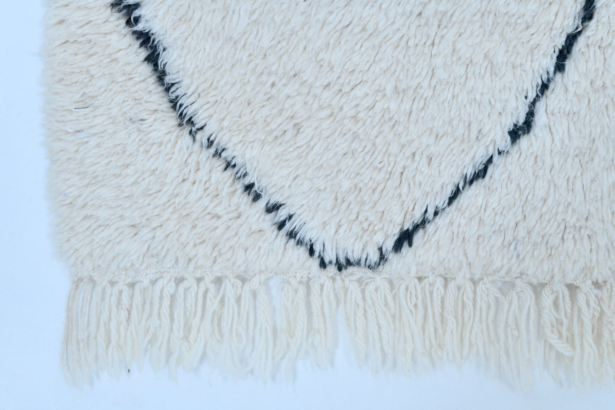 Moroccan custom rug from Beni Ourain, Wool and Thread, White