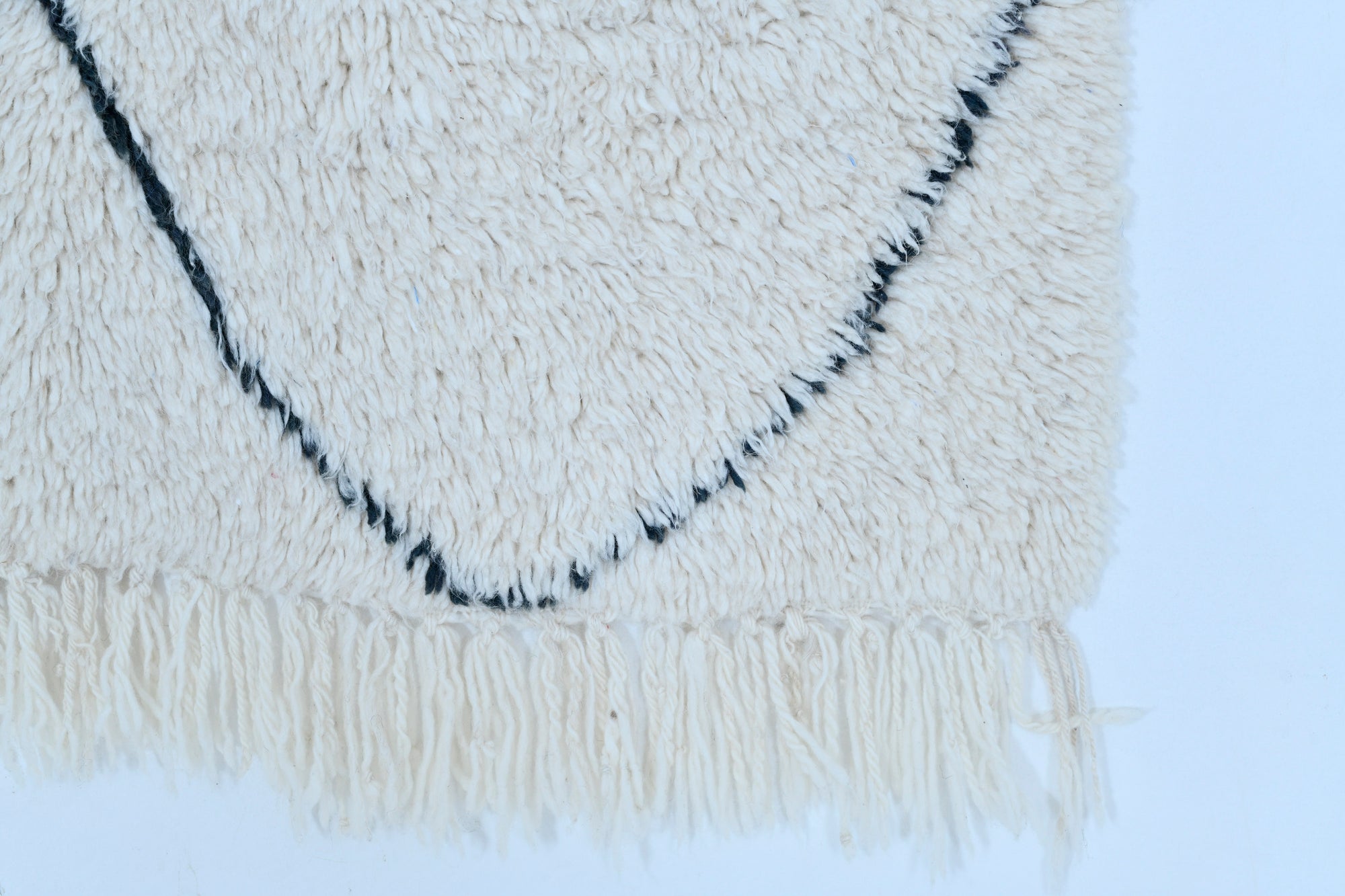 Moroccan custom rug from Beni Ourain, Wool and Thread, White
