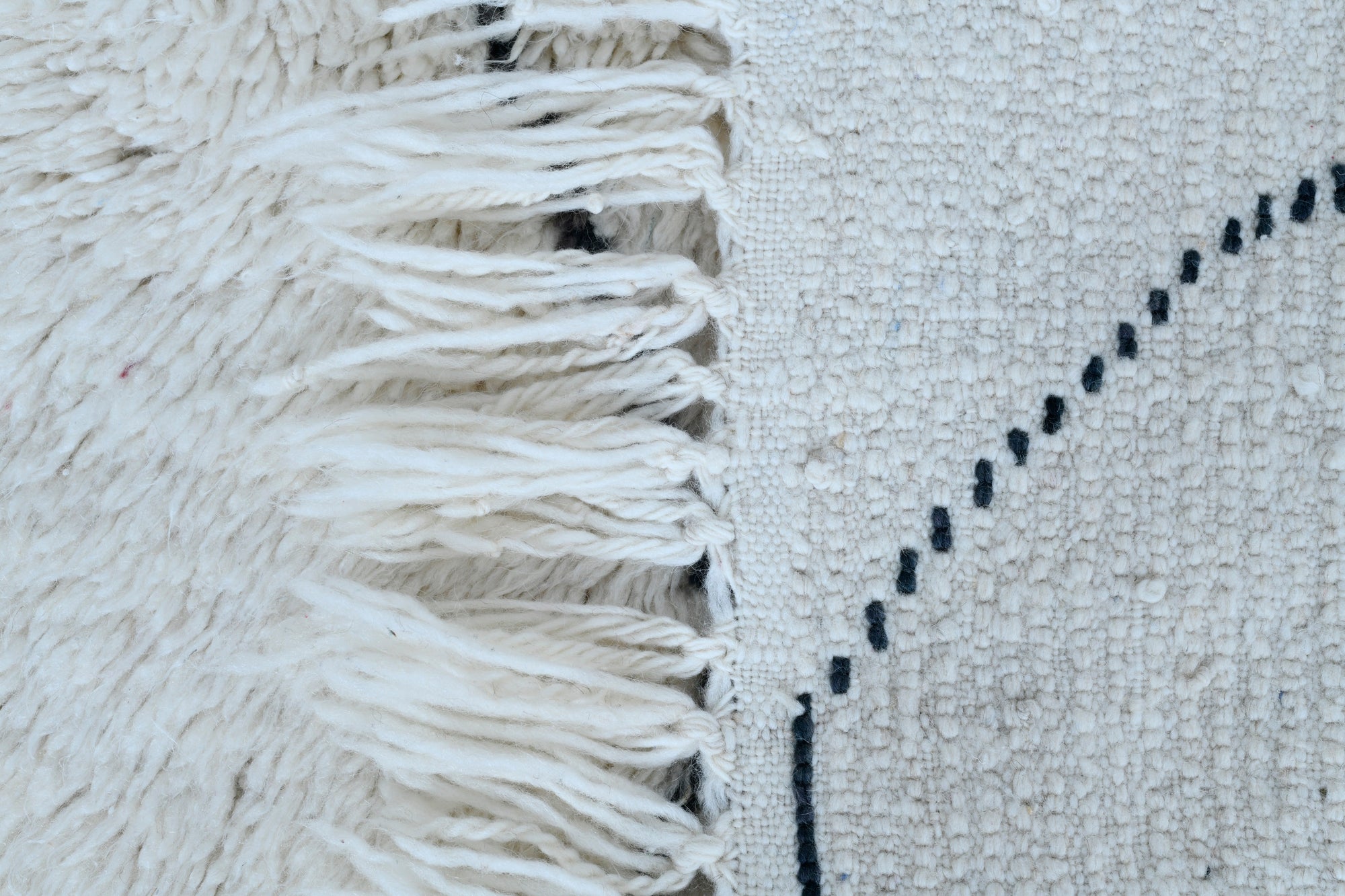 Moroccan custom rug from Beni Ourain, Wool and Thread, White
