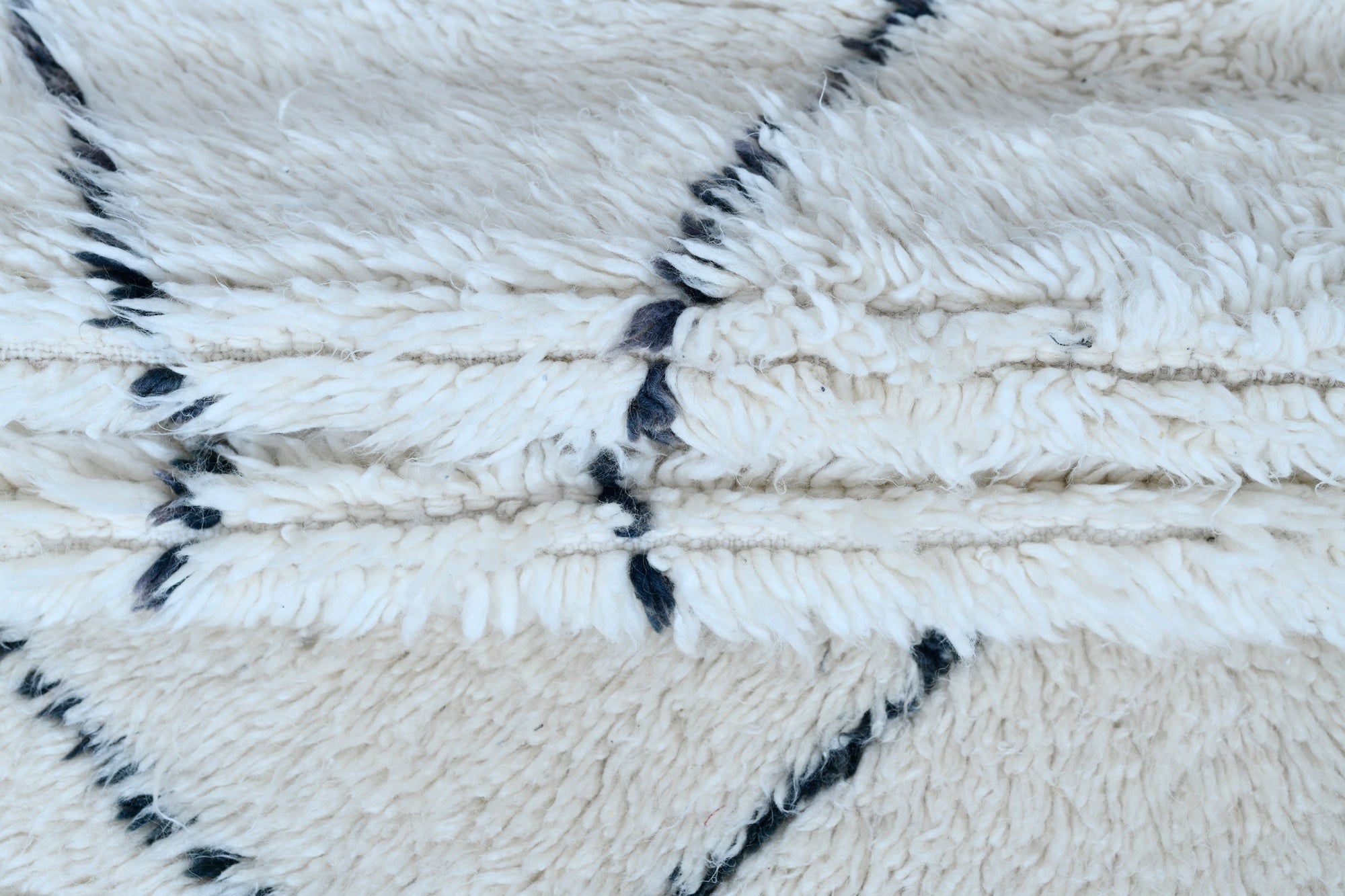Moroccan custom rug from Beni Ourain, Wool and Thread, White