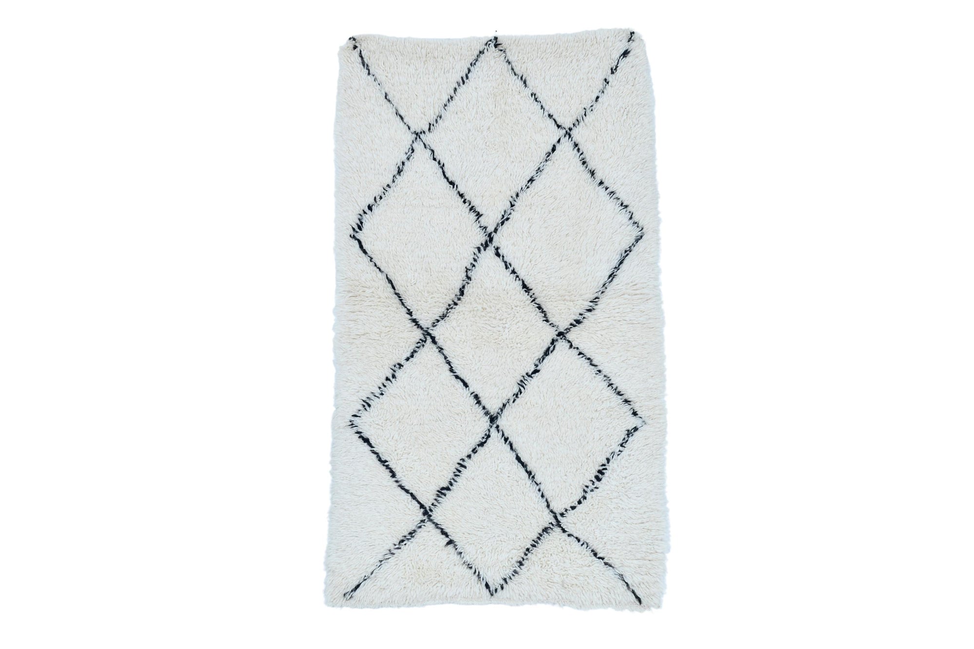 Moroccan custom rug from Beni Ourain, Wool and Thread, White