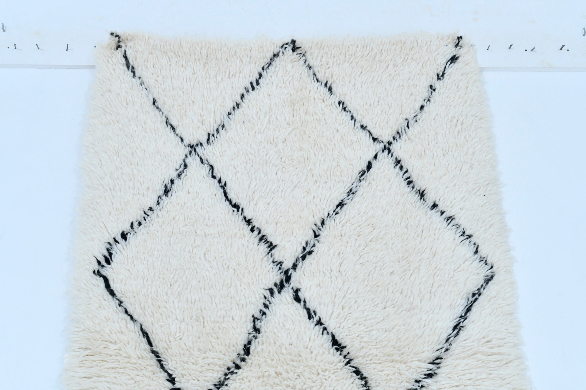 Moroccan custom rug from Beni Ourain, Wool and Thread, White