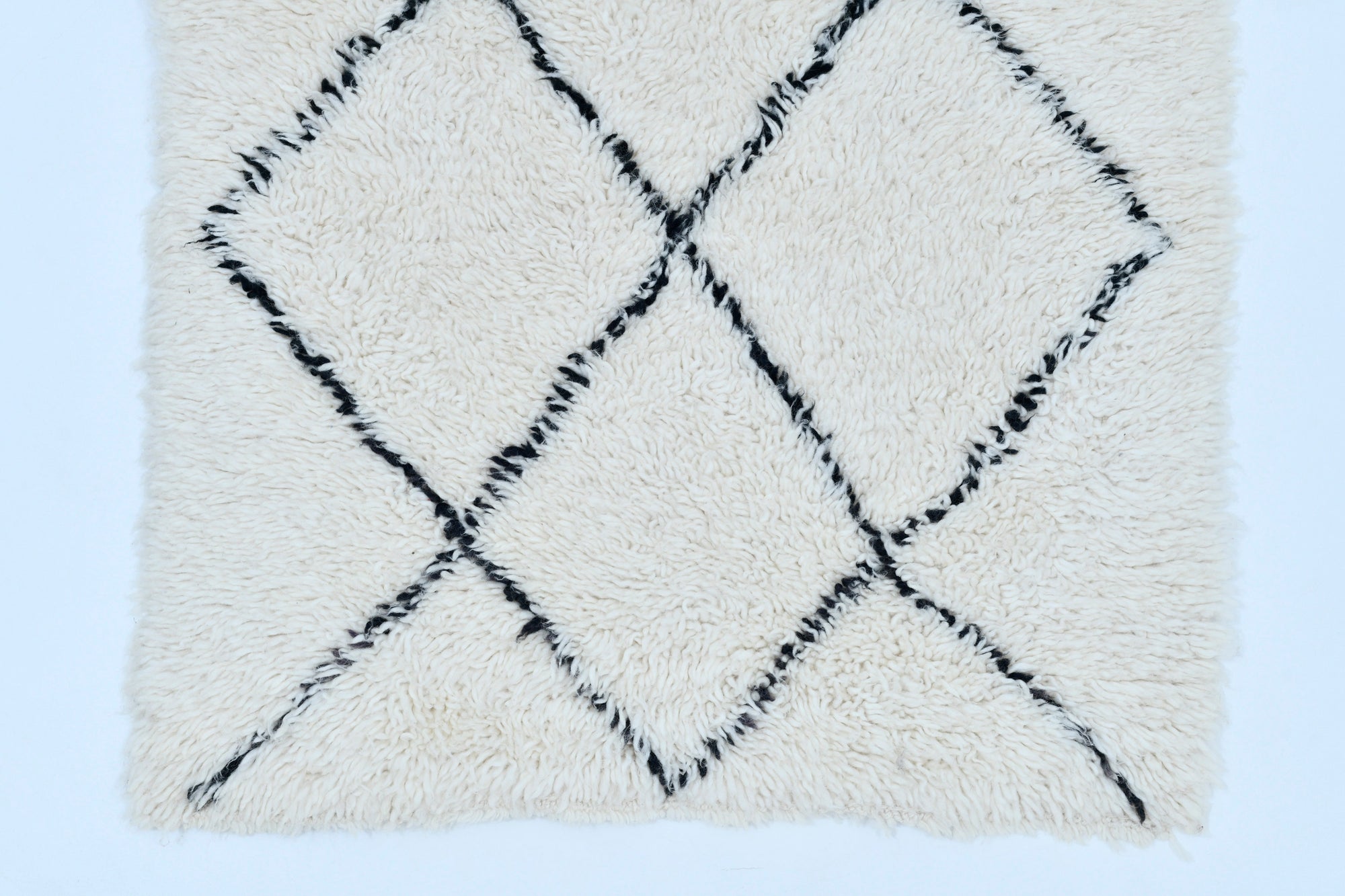 Moroccan custom rug from Beni Ourain, Wool and Thread, White