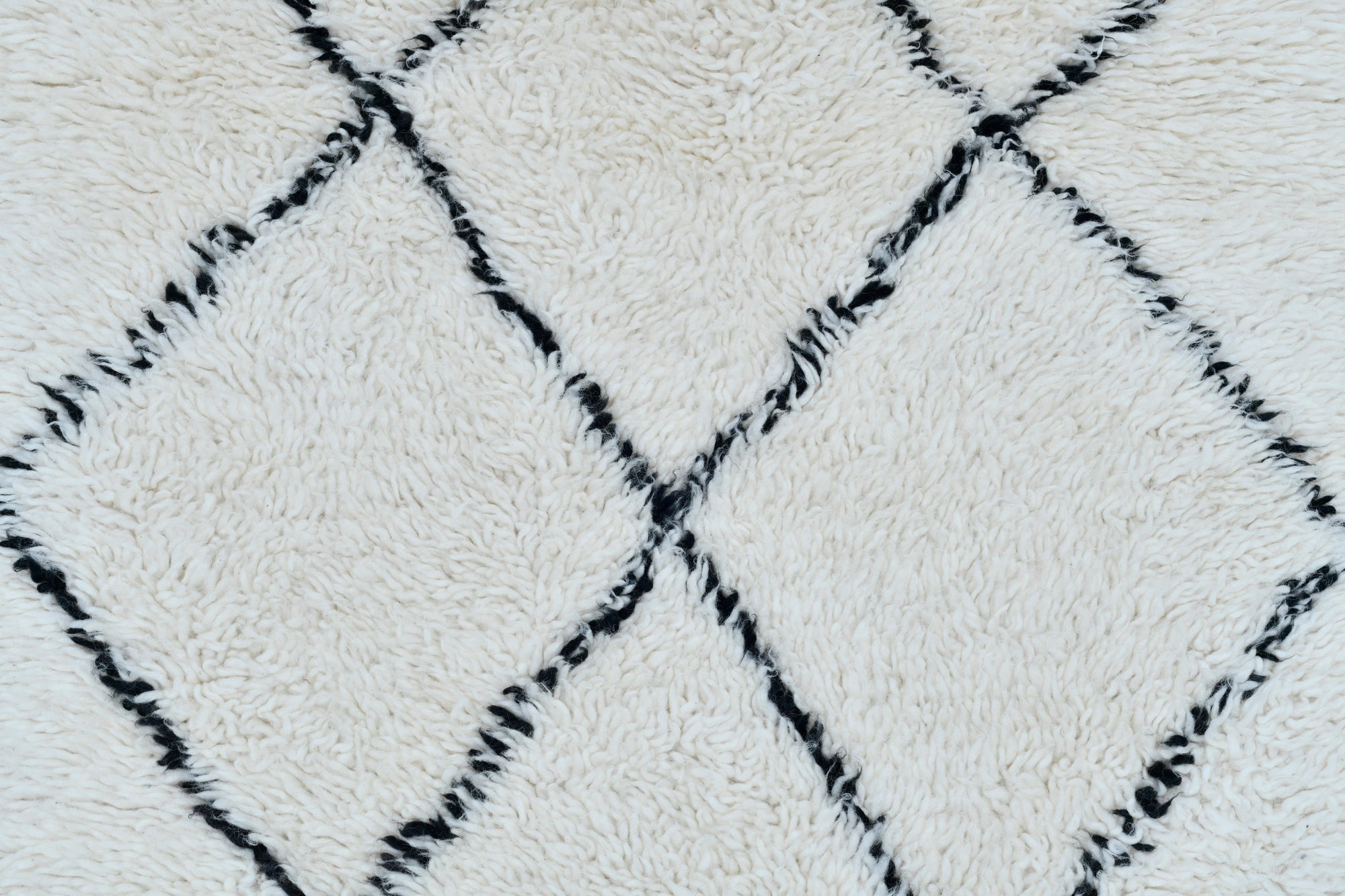 Moroccan custom rug from Beni Ourain, Wool and Thread, White