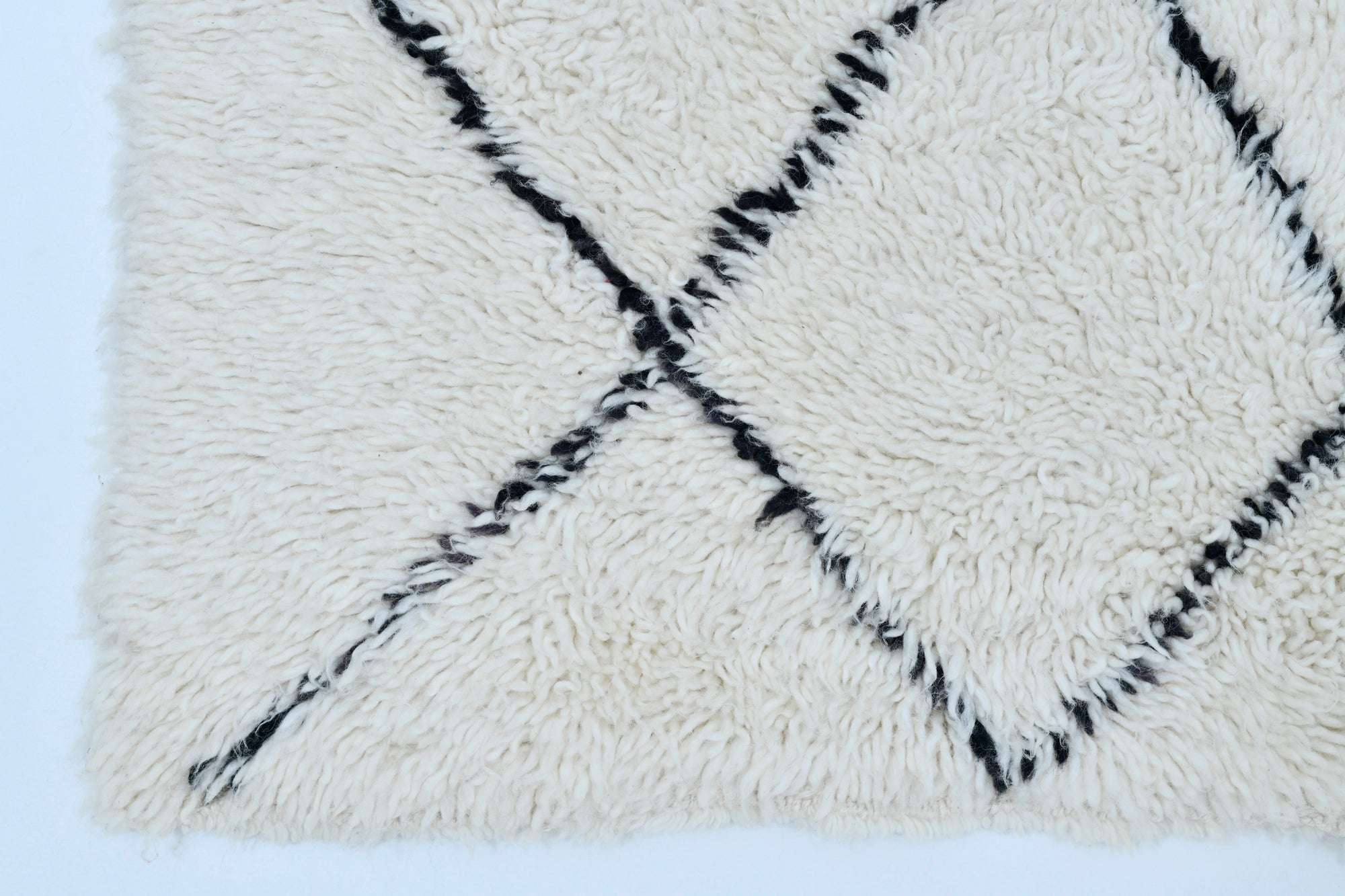 Moroccan custom rug from Beni Ourain, Wool and Thread, White