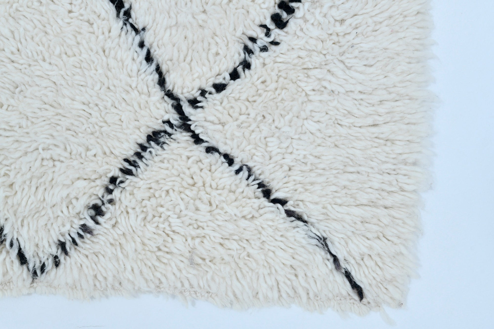 Moroccan custom rug from Beni Ourain, Wool and Thread, White