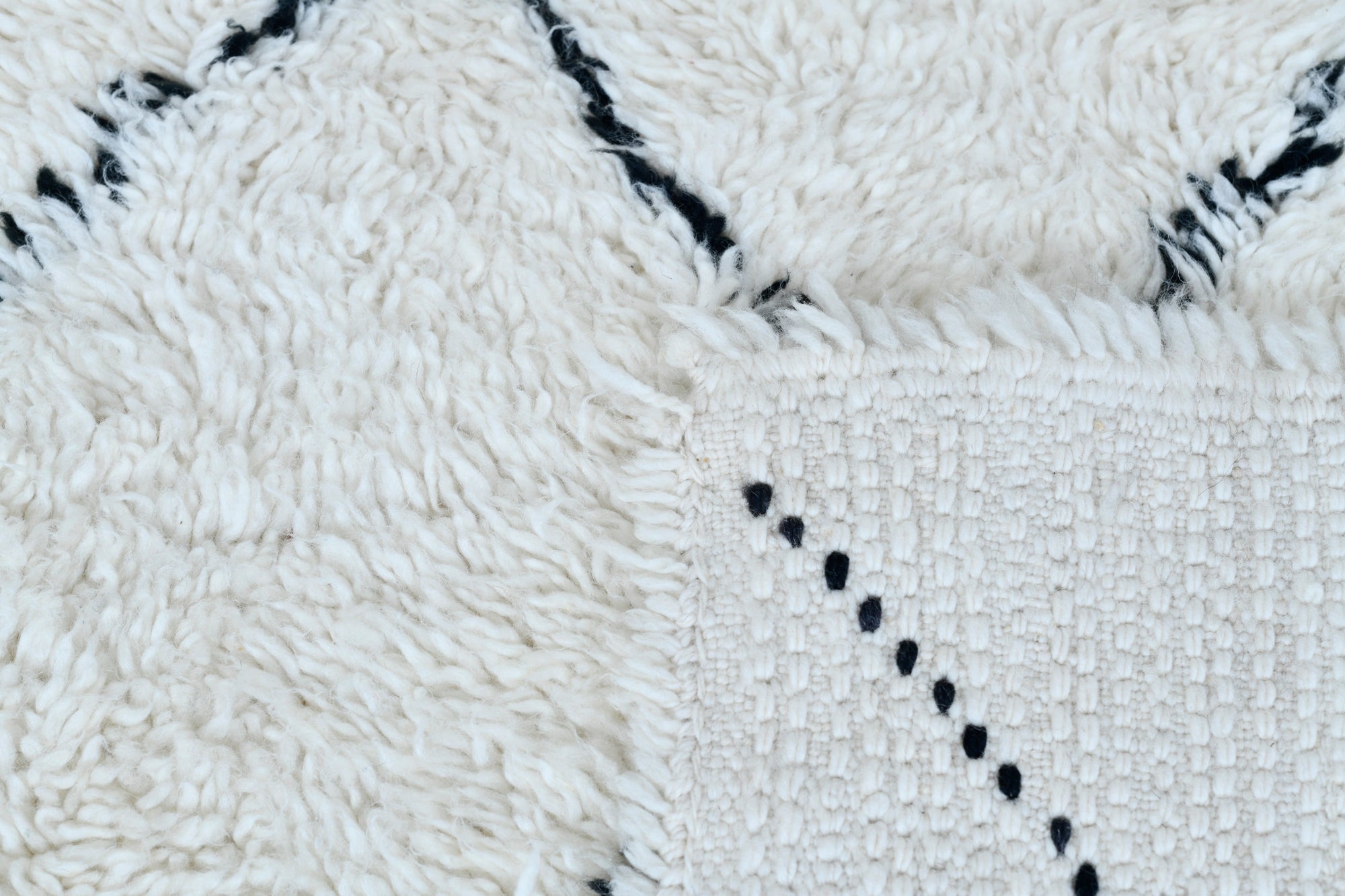 Moroccan custom rug from Beni Ourain, Wool and Thread, White