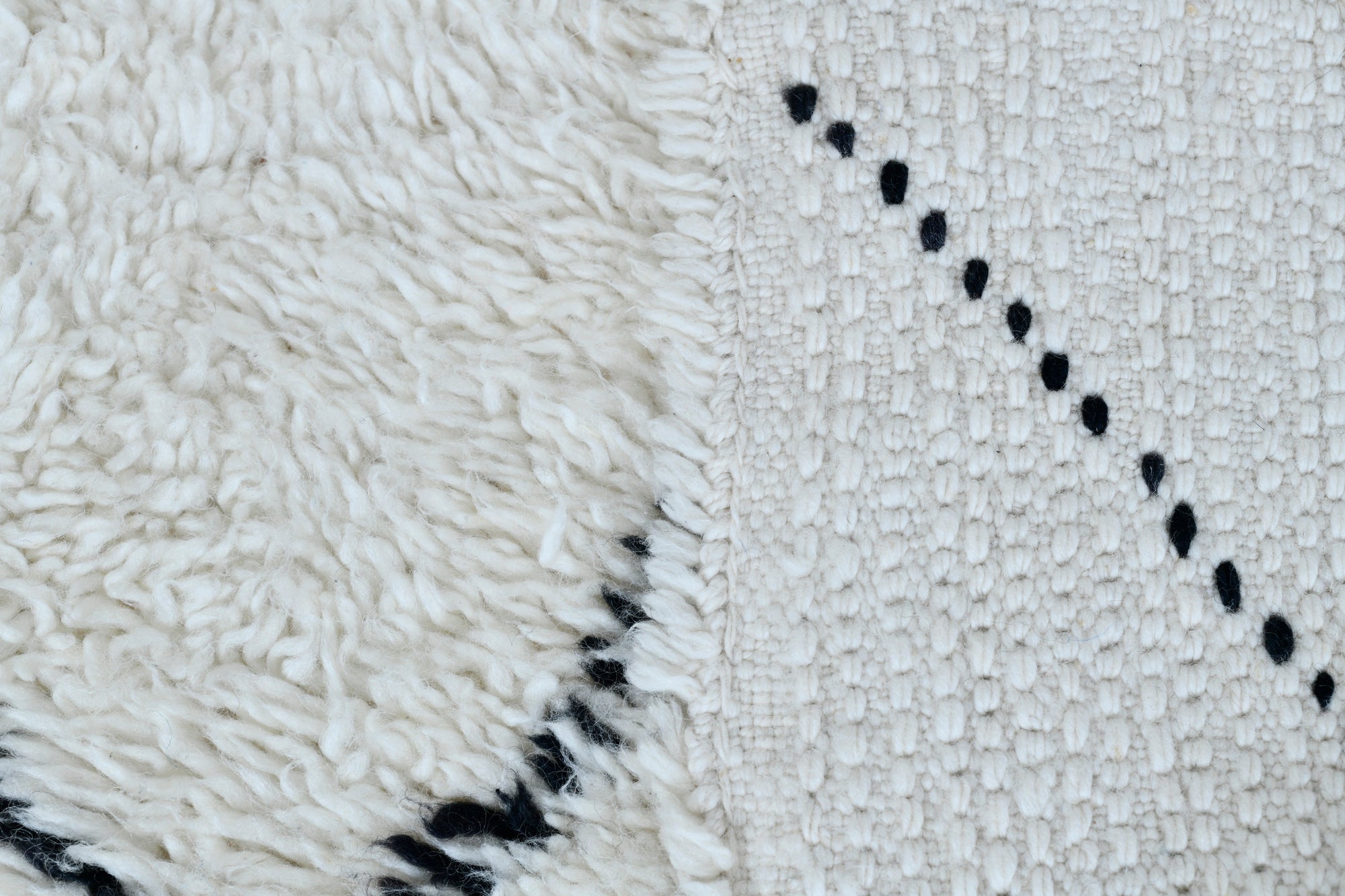 Moroccan custom rug from Beni Ourain, Wool and Thread, White