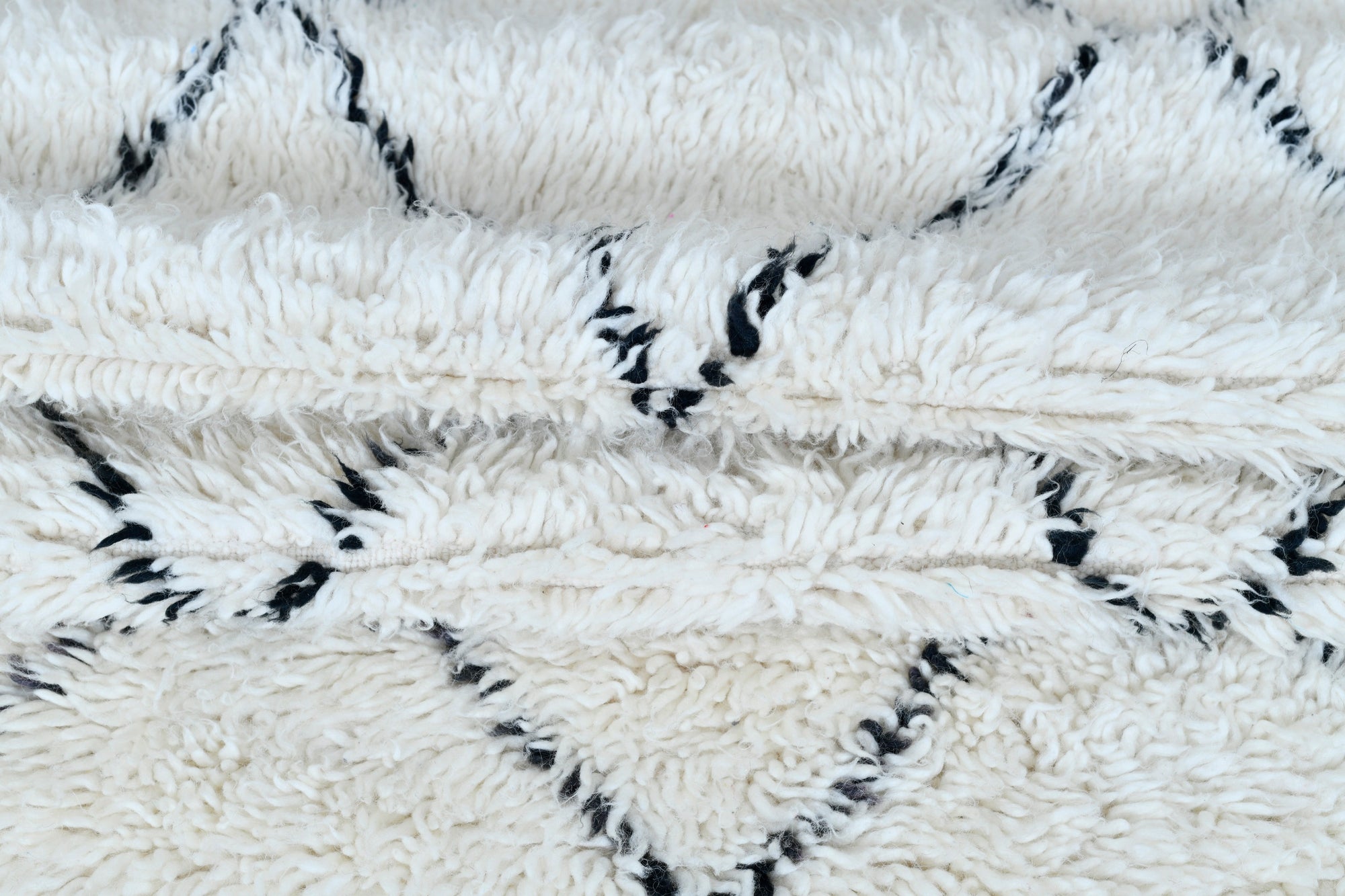 Moroccan custom rug from Beni Ourain, Wool and Thread, White