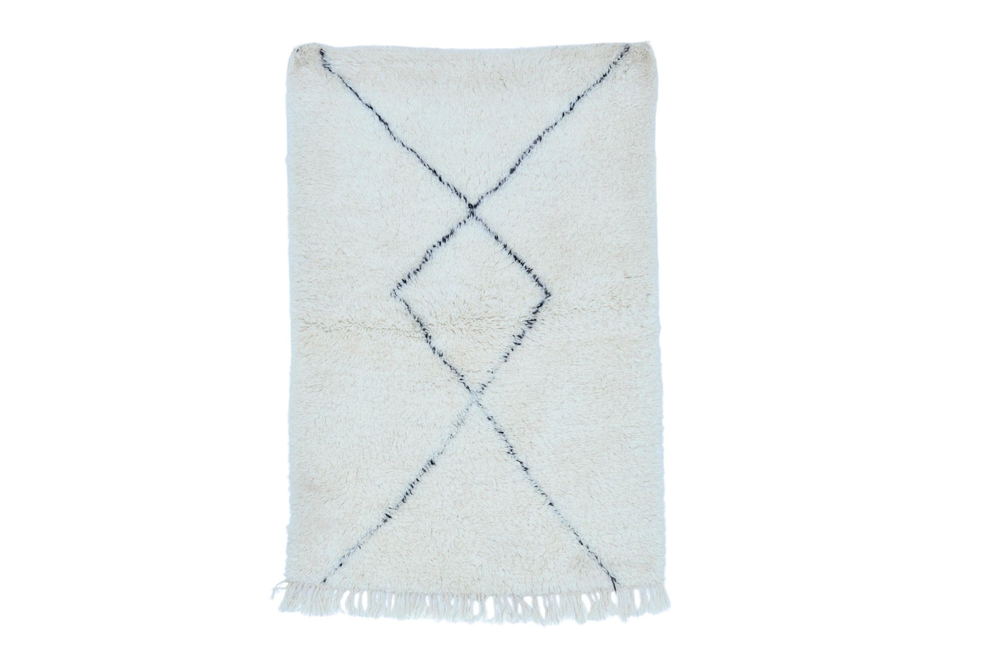 Moroccan custom rug from Beni Ourain, Wool, black and white