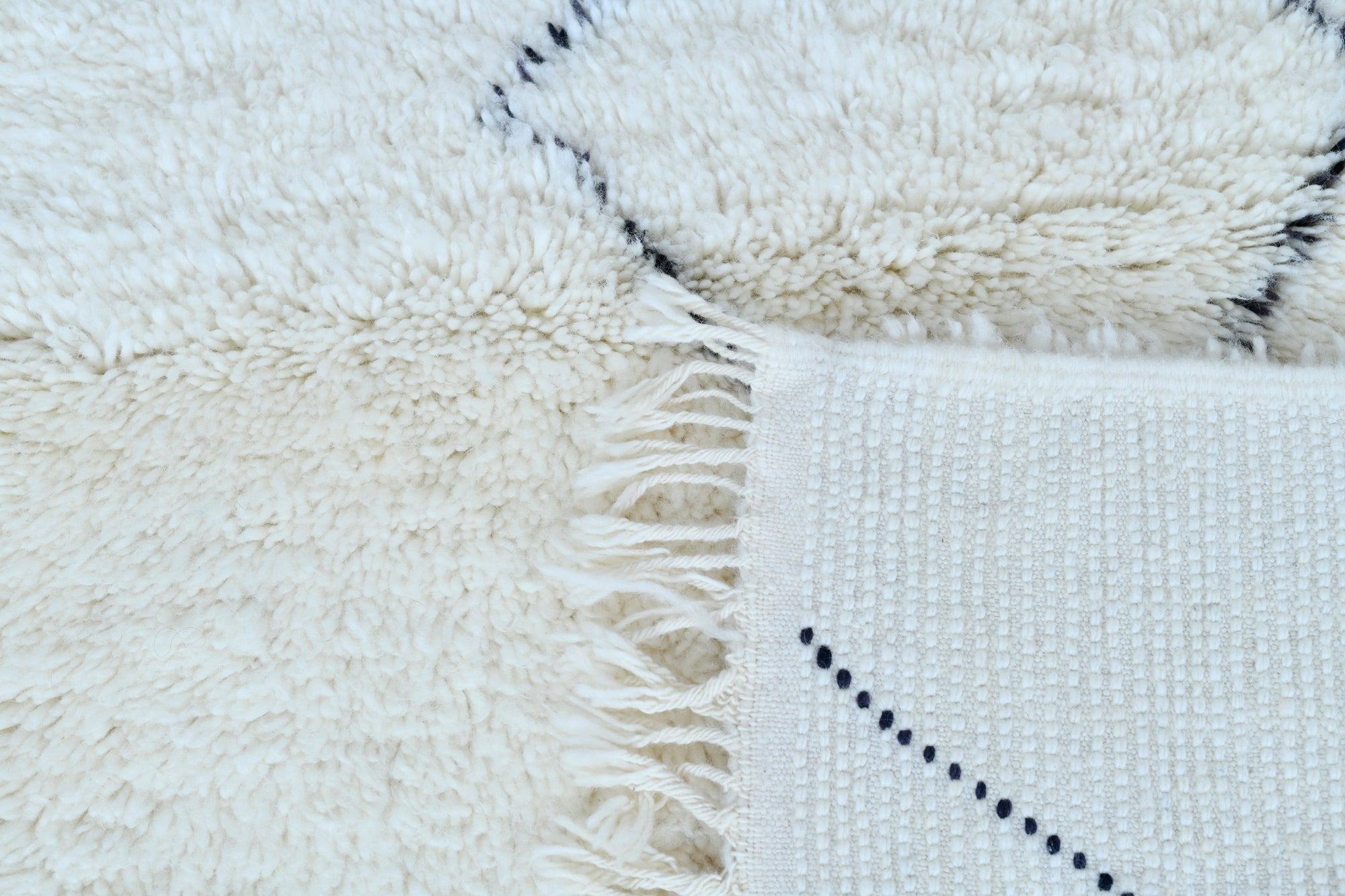 Moroccan custom rug from Beni Ourain, Wool, black and white
