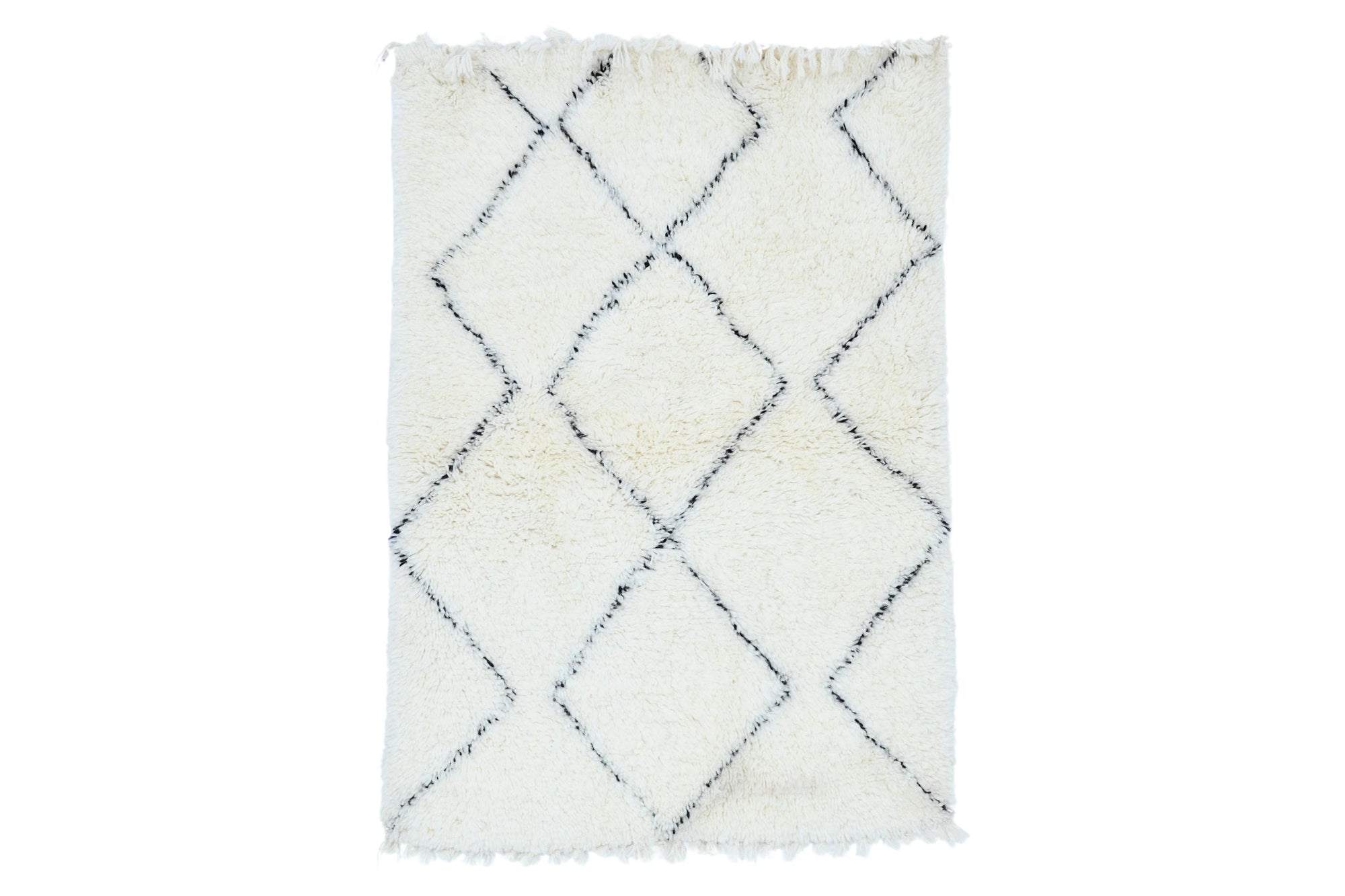 Moroccan custom rug from Beni Ourain, Wool and Thread, White