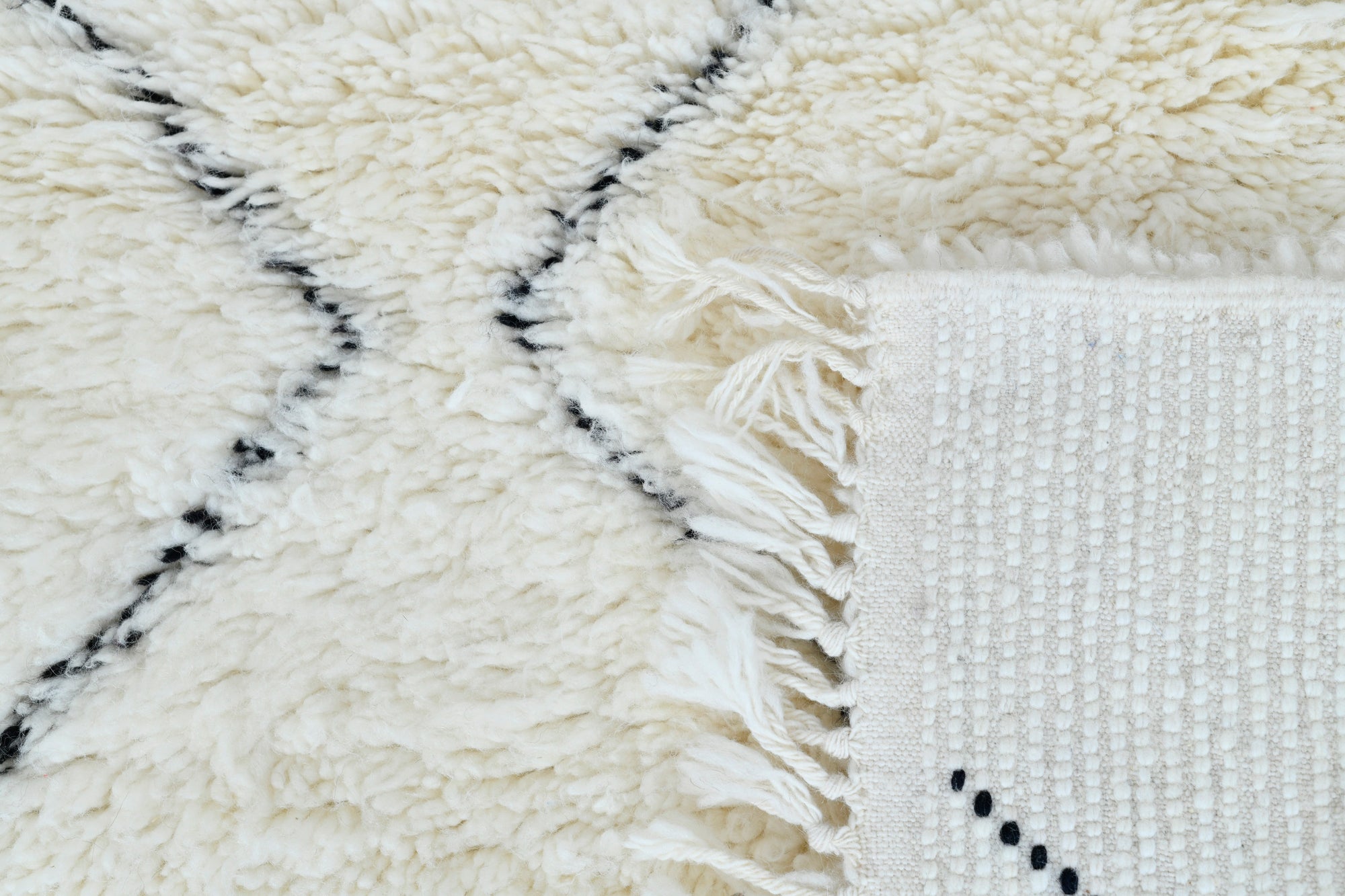 Moroccan custom rug from Beni Ourain, Wool and Thread, White