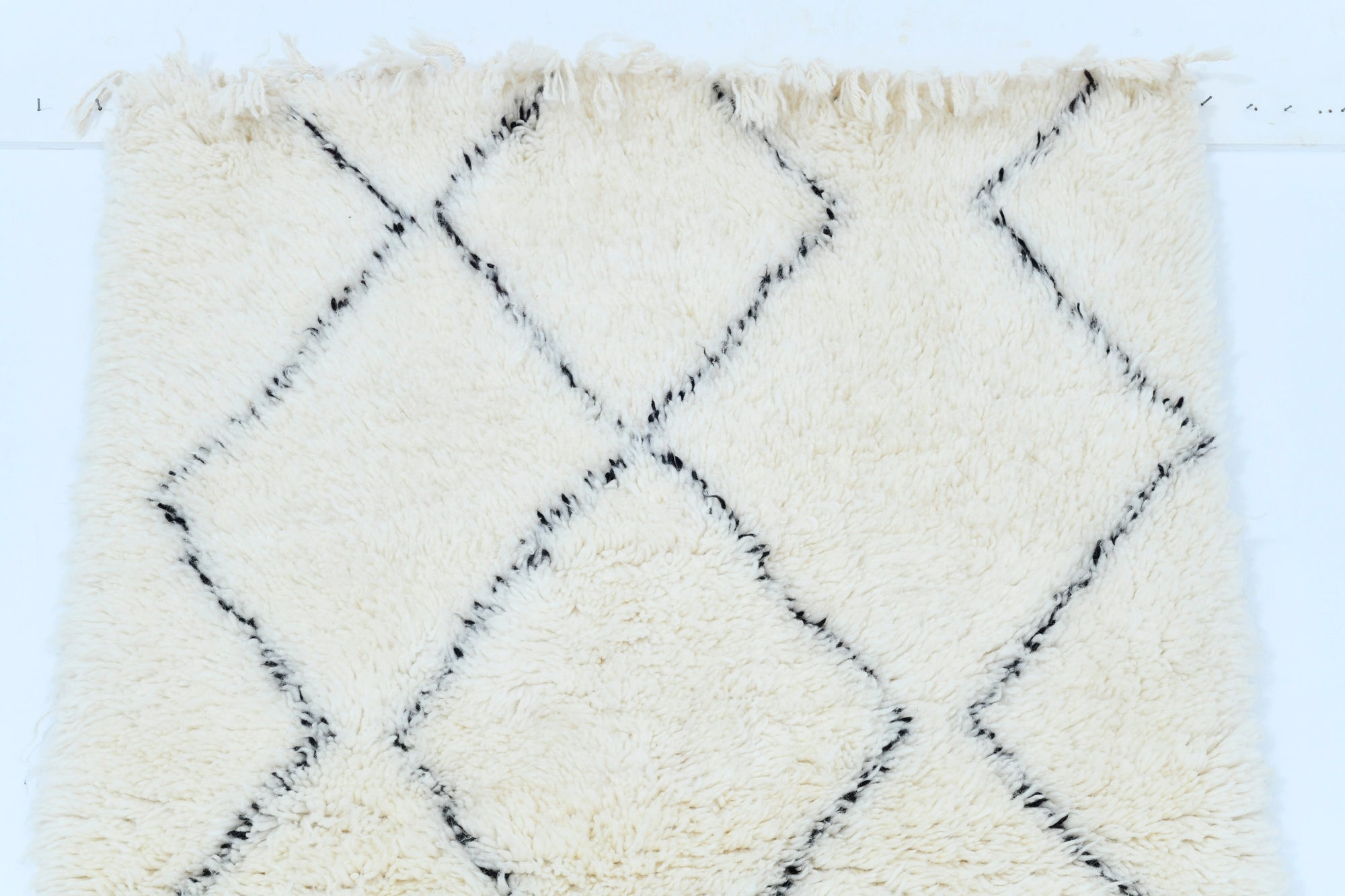 Moroccan custom rug from Beni Ourain, Wool and Thread, White