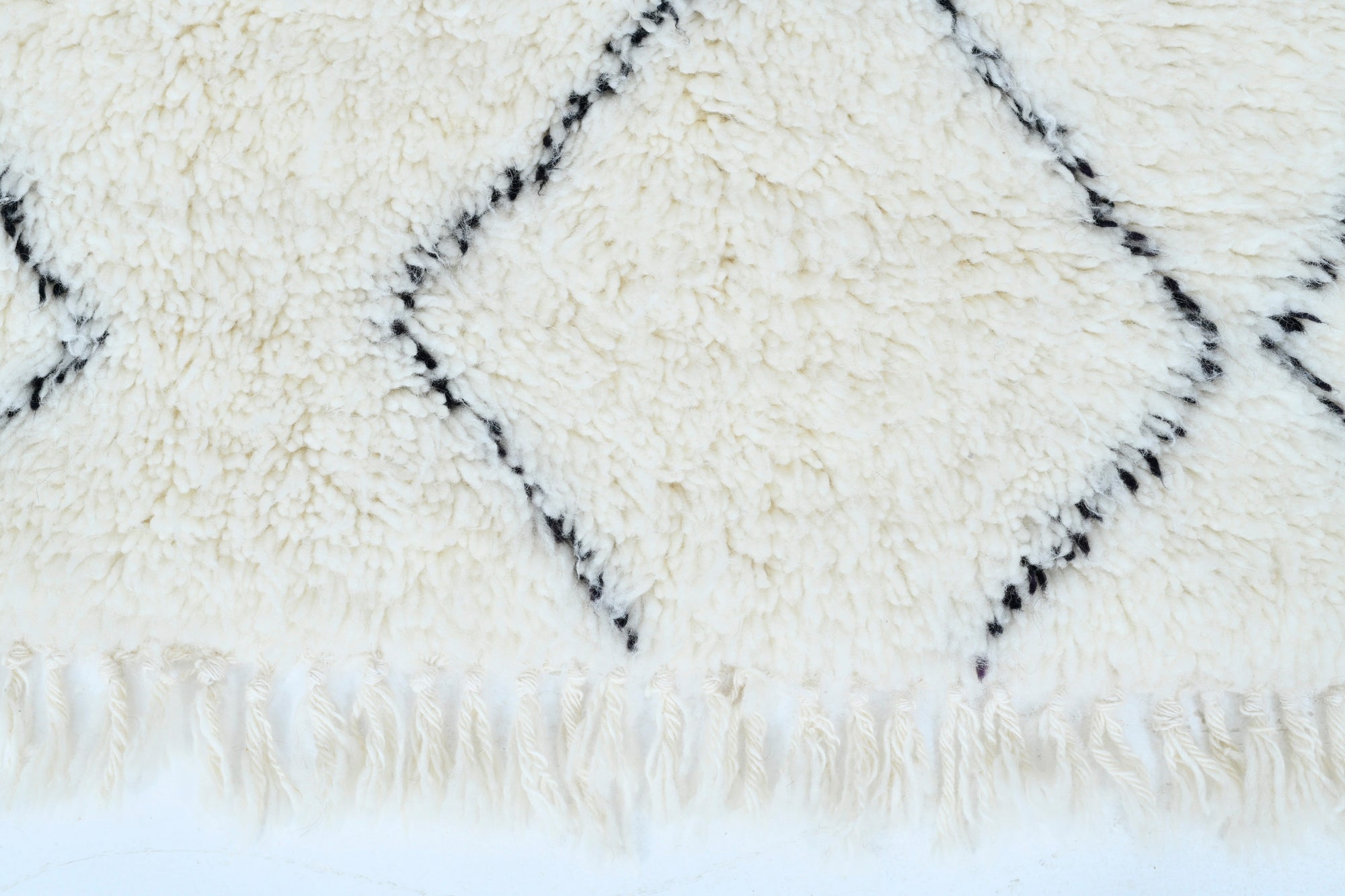 Moroccan custom rug from Beni Ourain, Wool and Thread, White