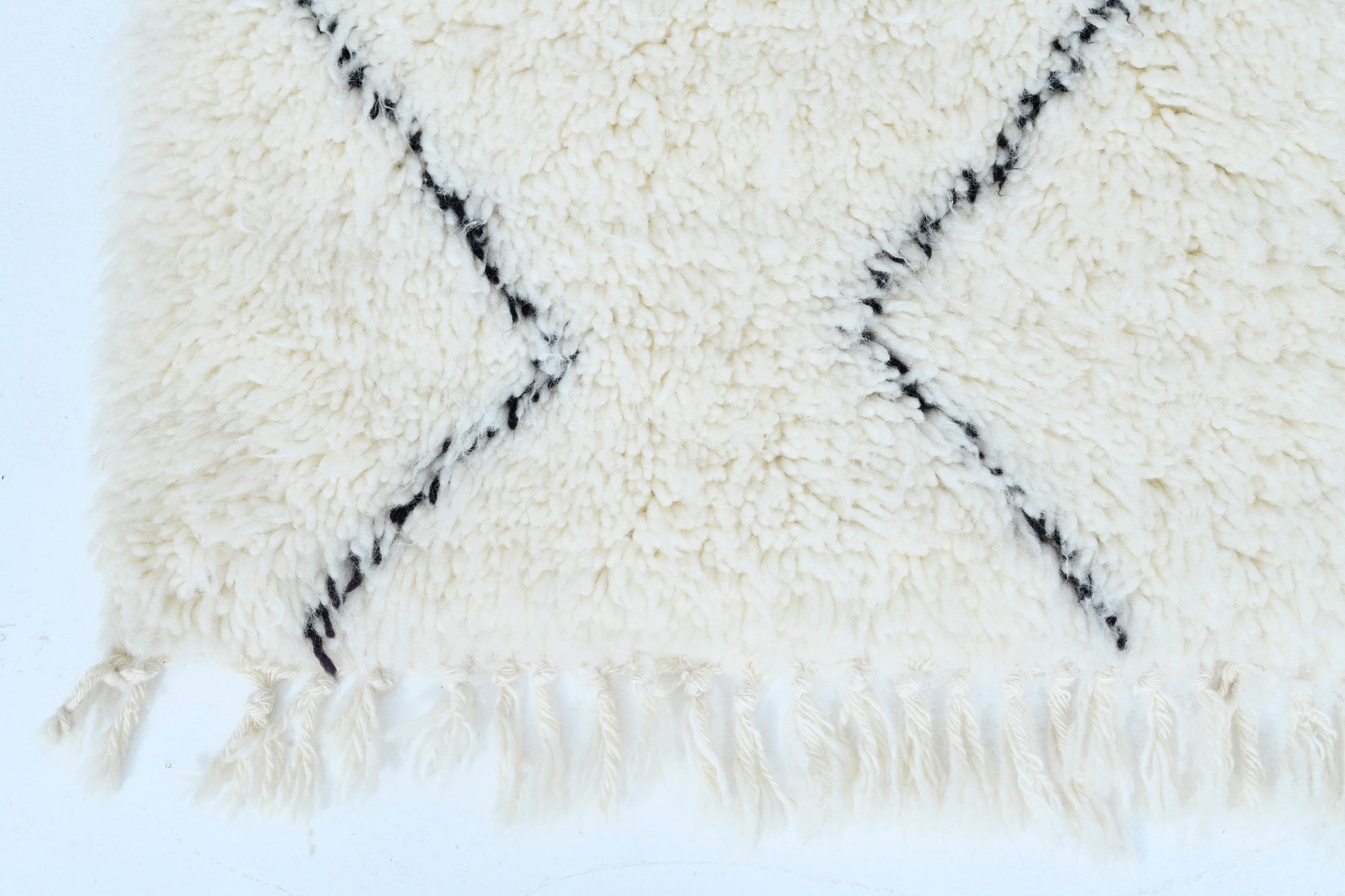 Moroccan custom rug from Beni Ourain, Wool and Thread, White