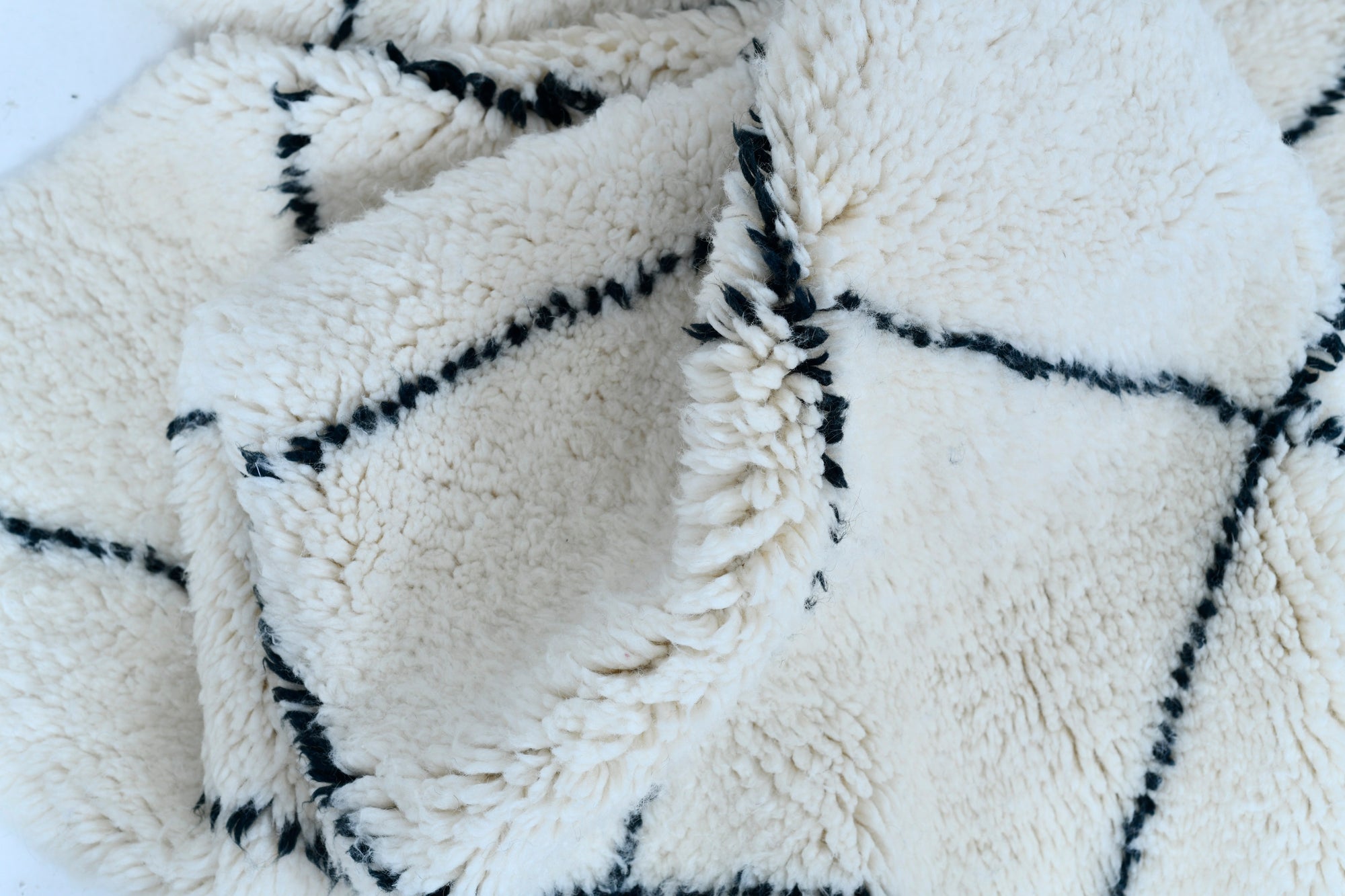 Moroccan custom rug from Beni Ourain, Wool, White