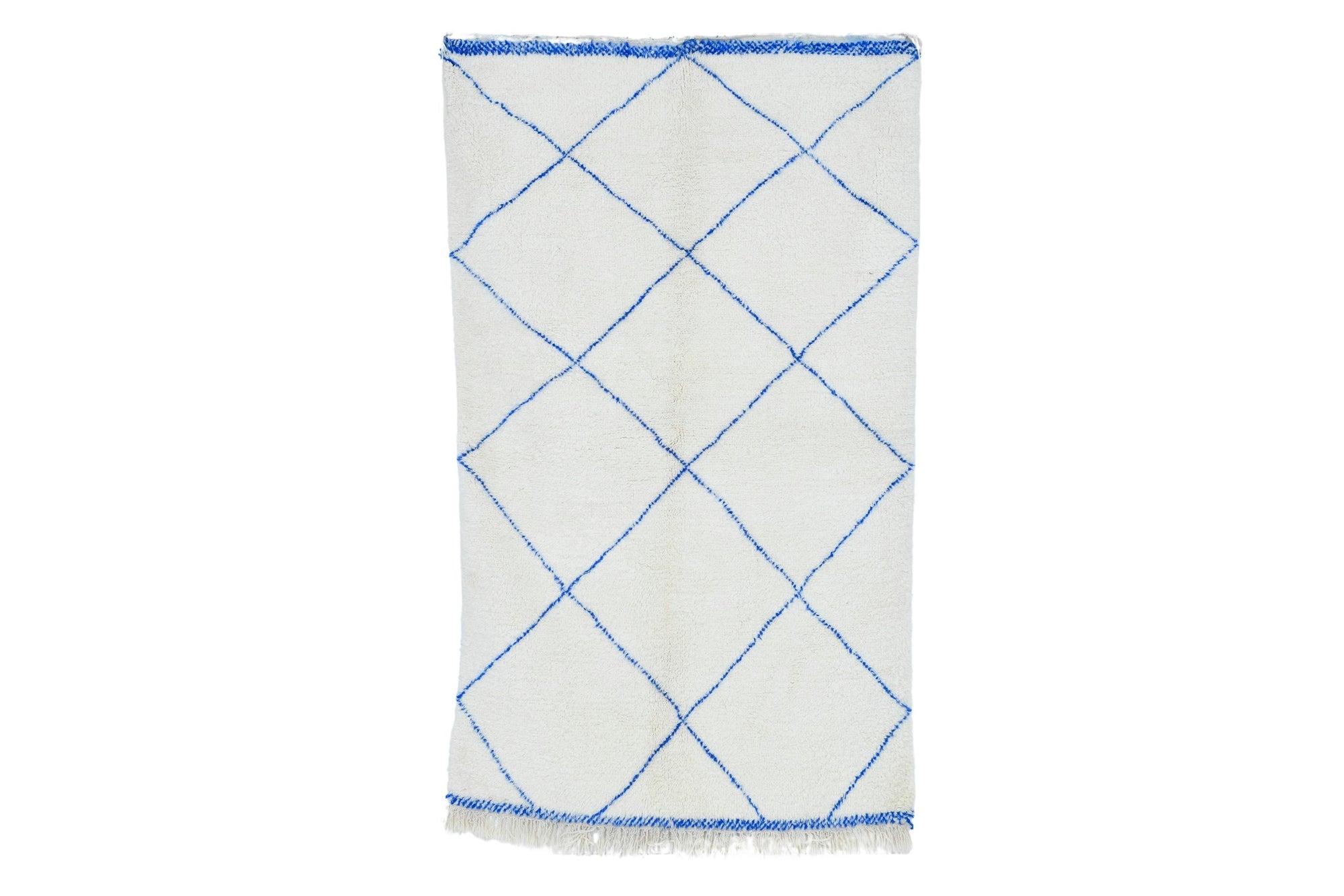Moroccan custom rug from Beni Ourain, Wool and Thread, White