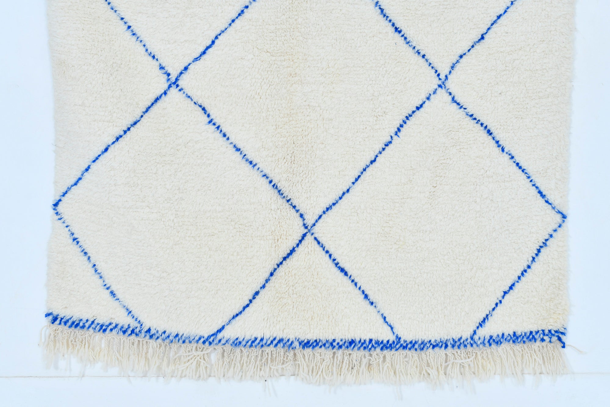 Moroccan custom rug from Beni Ourain, Wool and Thread, White