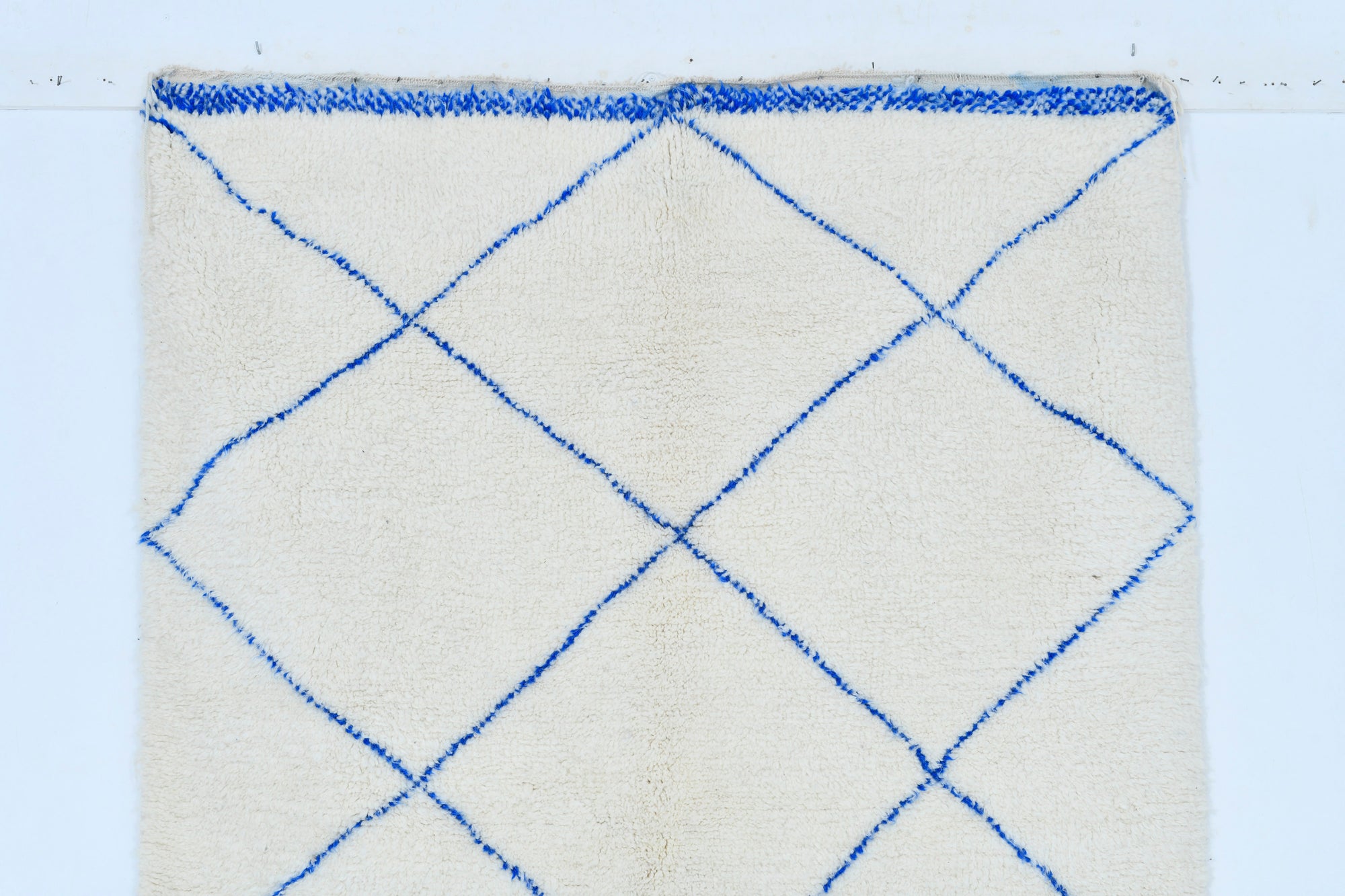 Moroccan custom rug from Beni Ourain, Wool and Thread, White