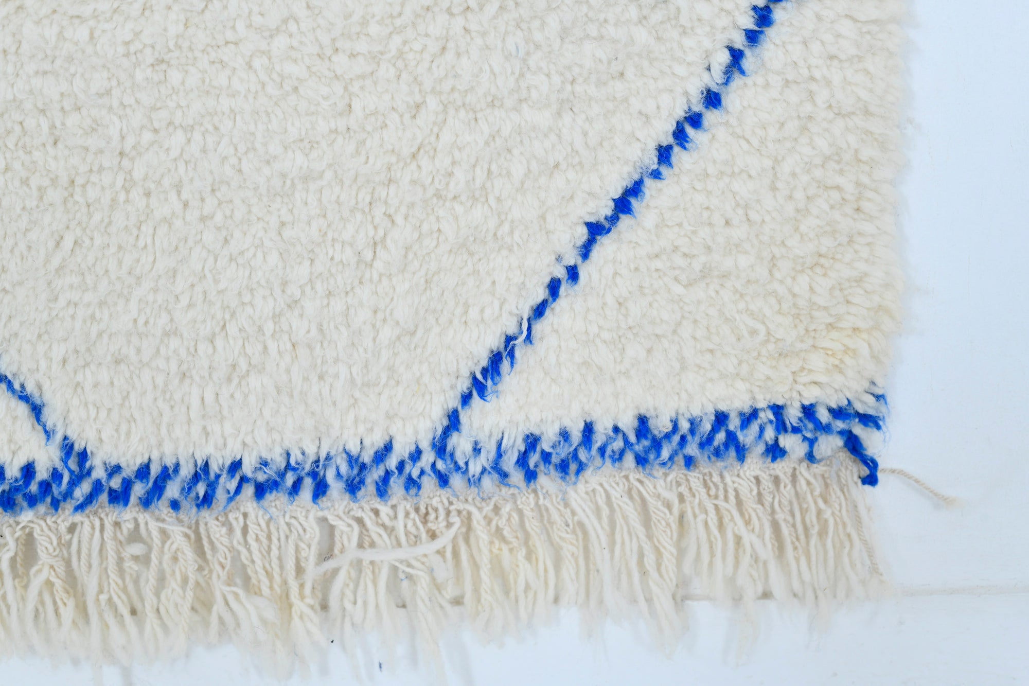 Moroccan custom rug from Beni Ourain, Wool and Thread, White