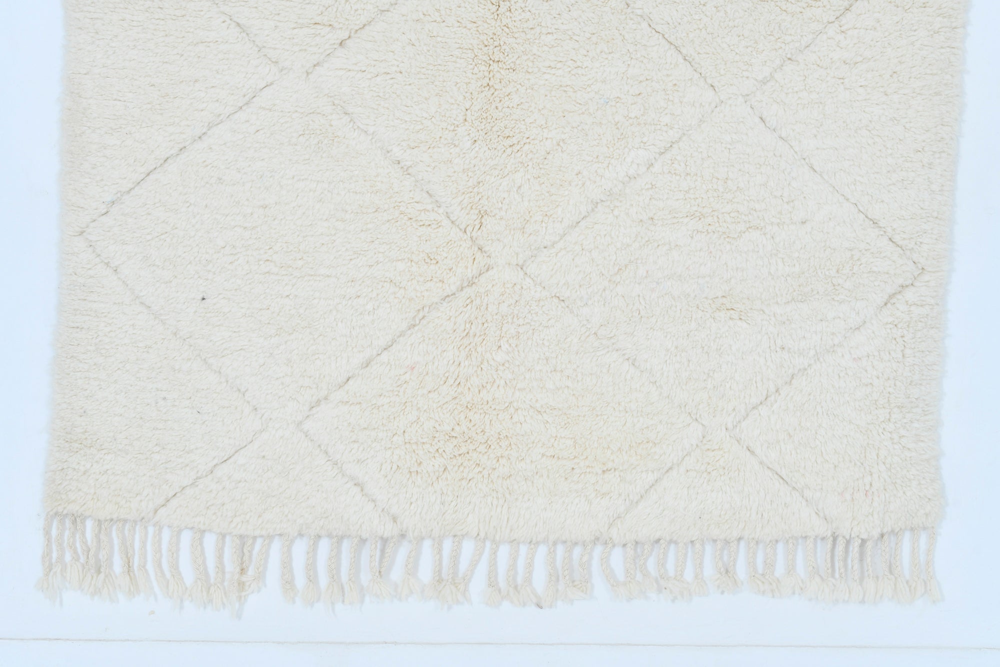 Moroccan custom rug from Beni Ourain, Wool and Thread, White