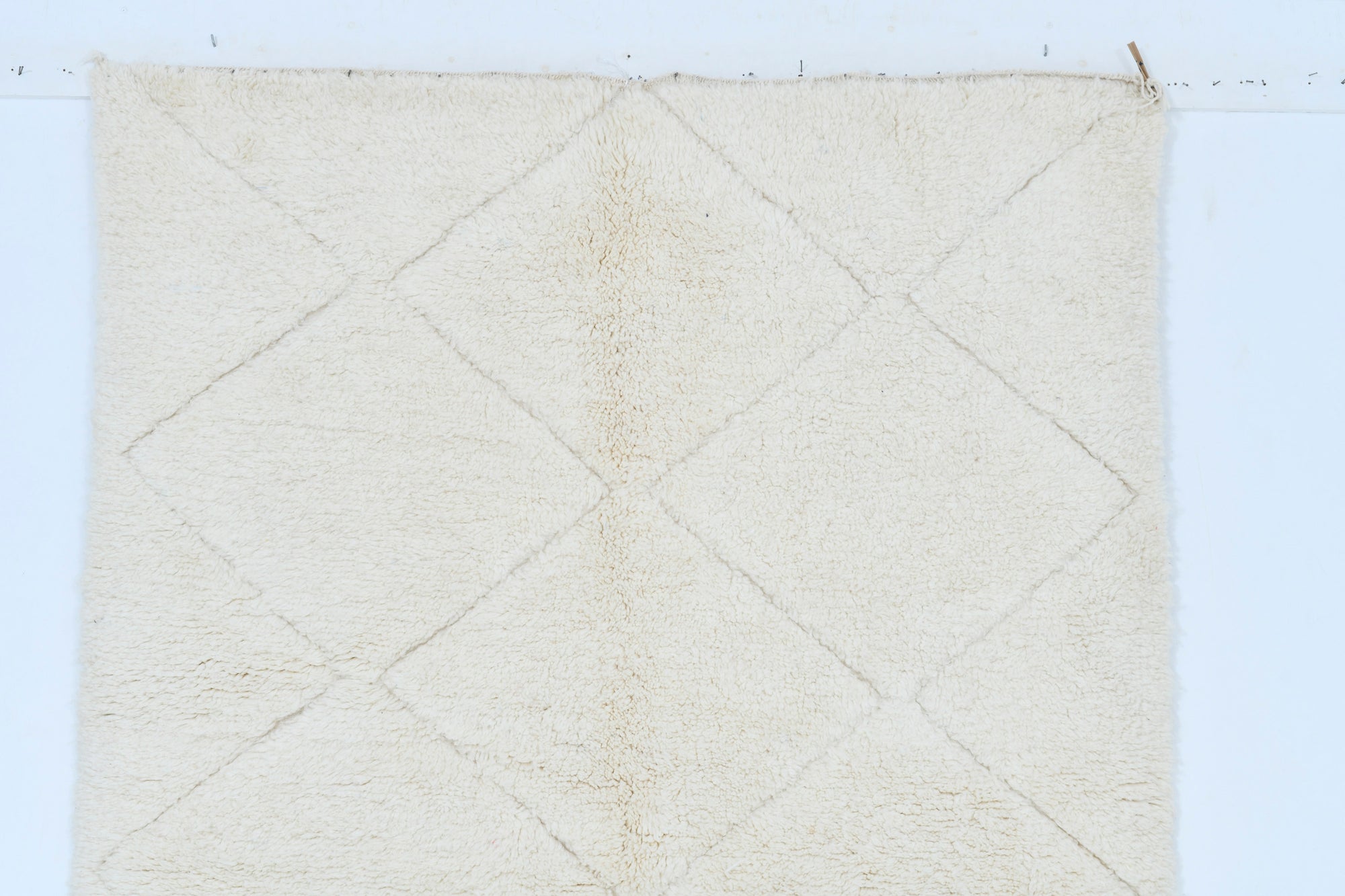 Moroccan custom rug from Beni Ourain, Wool and Thread, White