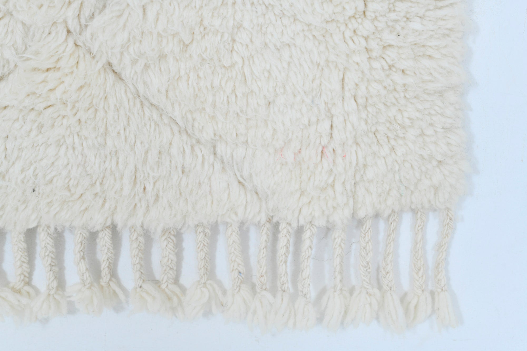 Moroccan custom rug from Beni Ourain, Wool and Thread, White