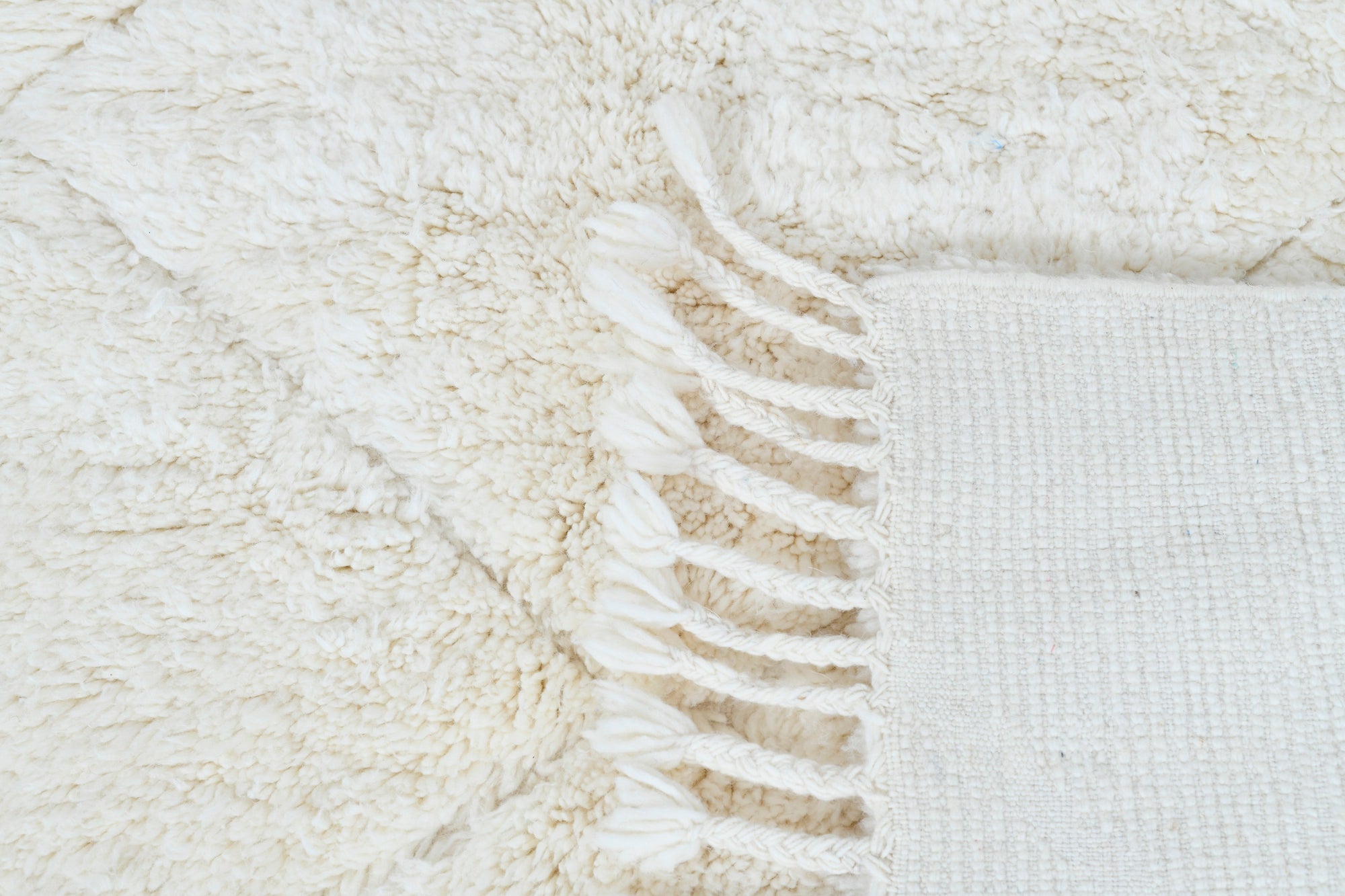 Moroccan custom rug from Beni Ourain, Wool and Thread, White
