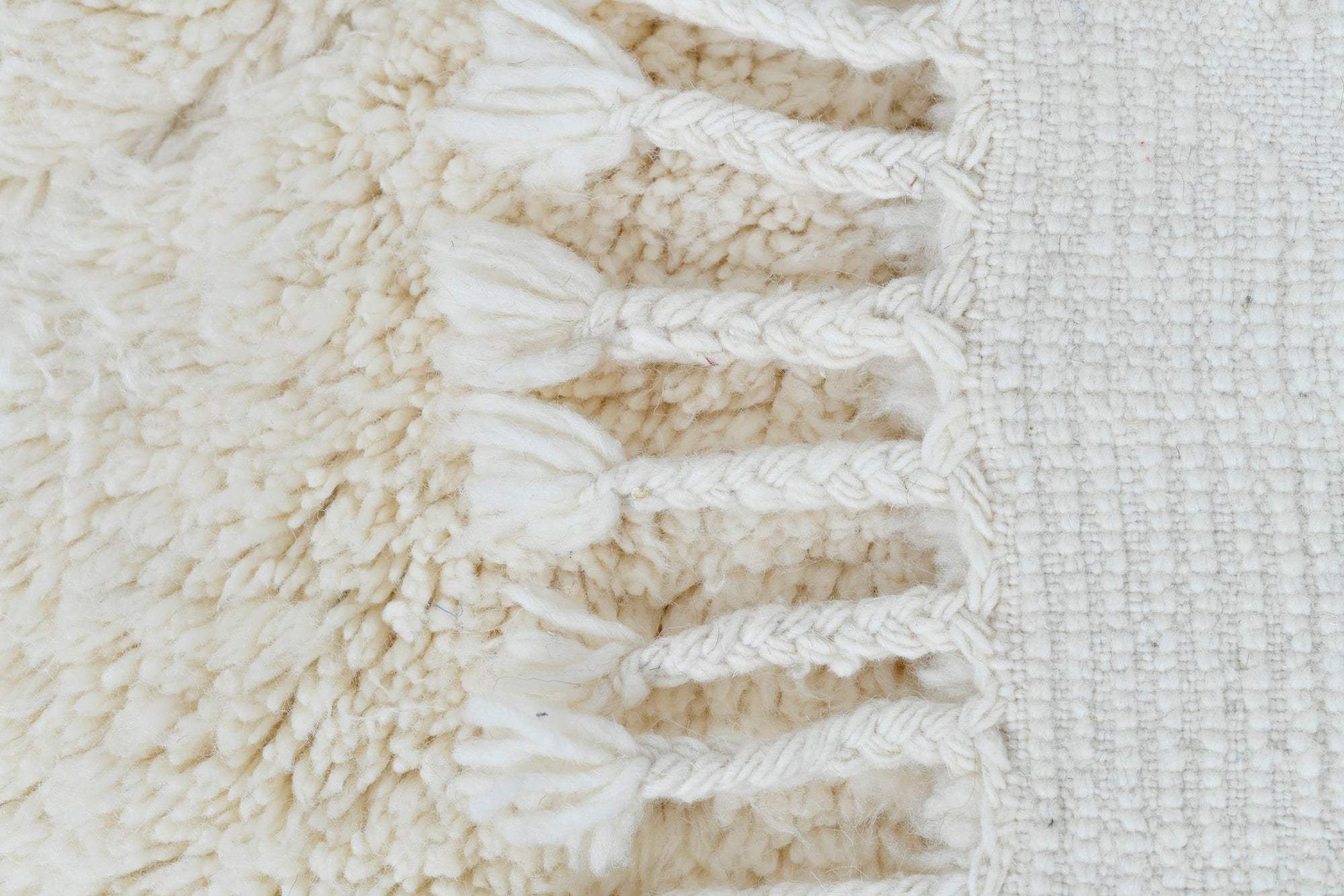 Moroccan custom rug from Beni Ourain, Wool and Thread, White