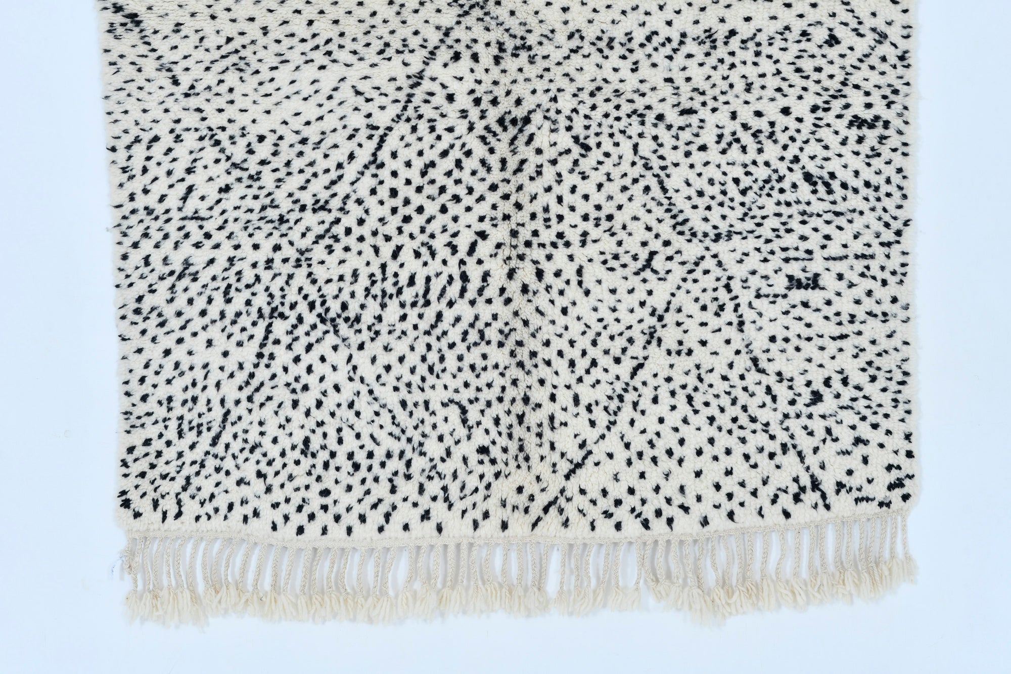 Moroccan custom rug from Beni Ourain, Wool, black and white