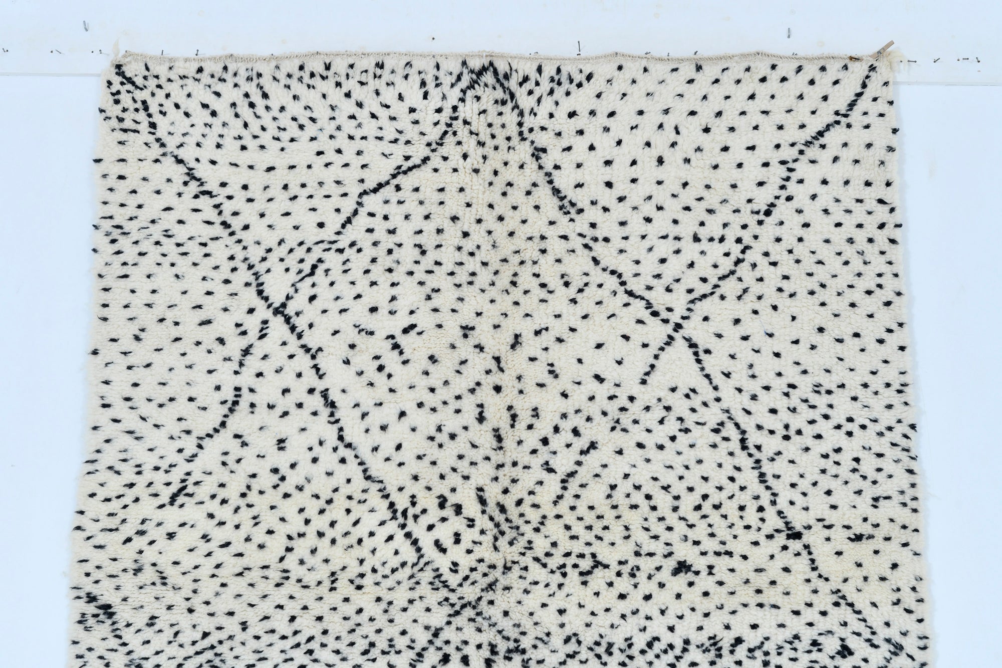 Moroccan custom rug from Beni Ourain, Wool, black and white