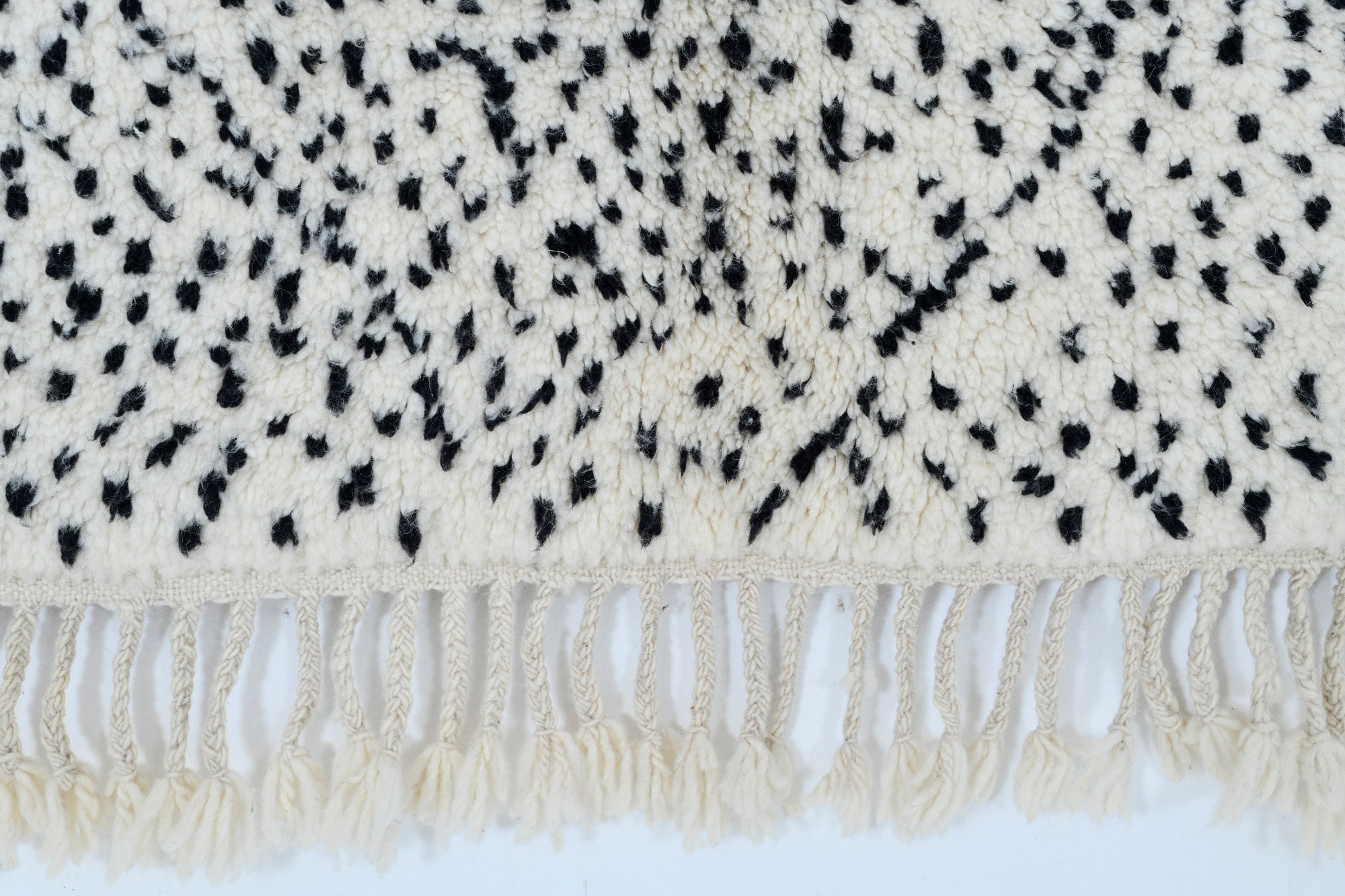 Moroccan custom rug from Beni Ourain, Wool, black and white