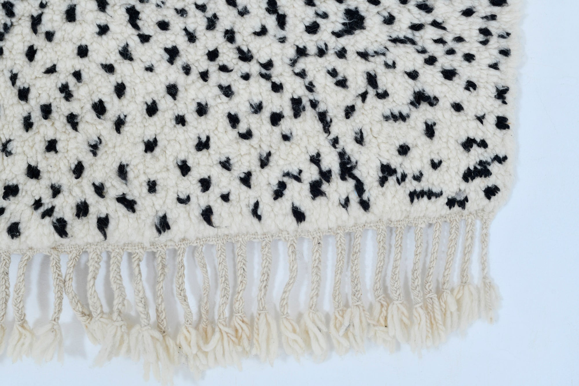 Moroccan custom rug from Beni Ourain, Wool, black and white
