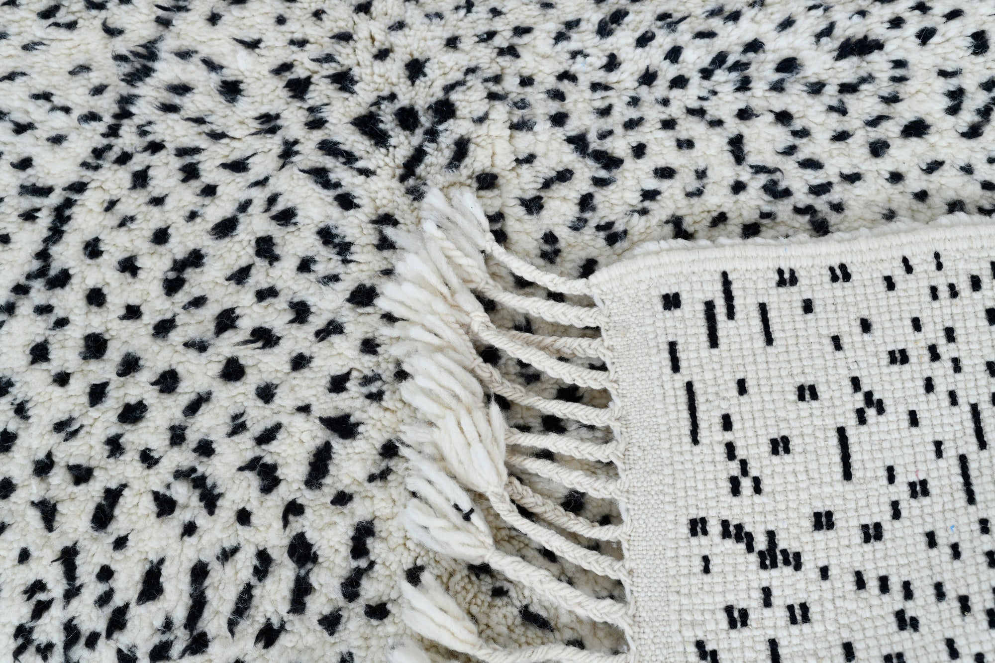 Moroccan custom rug from Beni Ourain, Wool, black and white