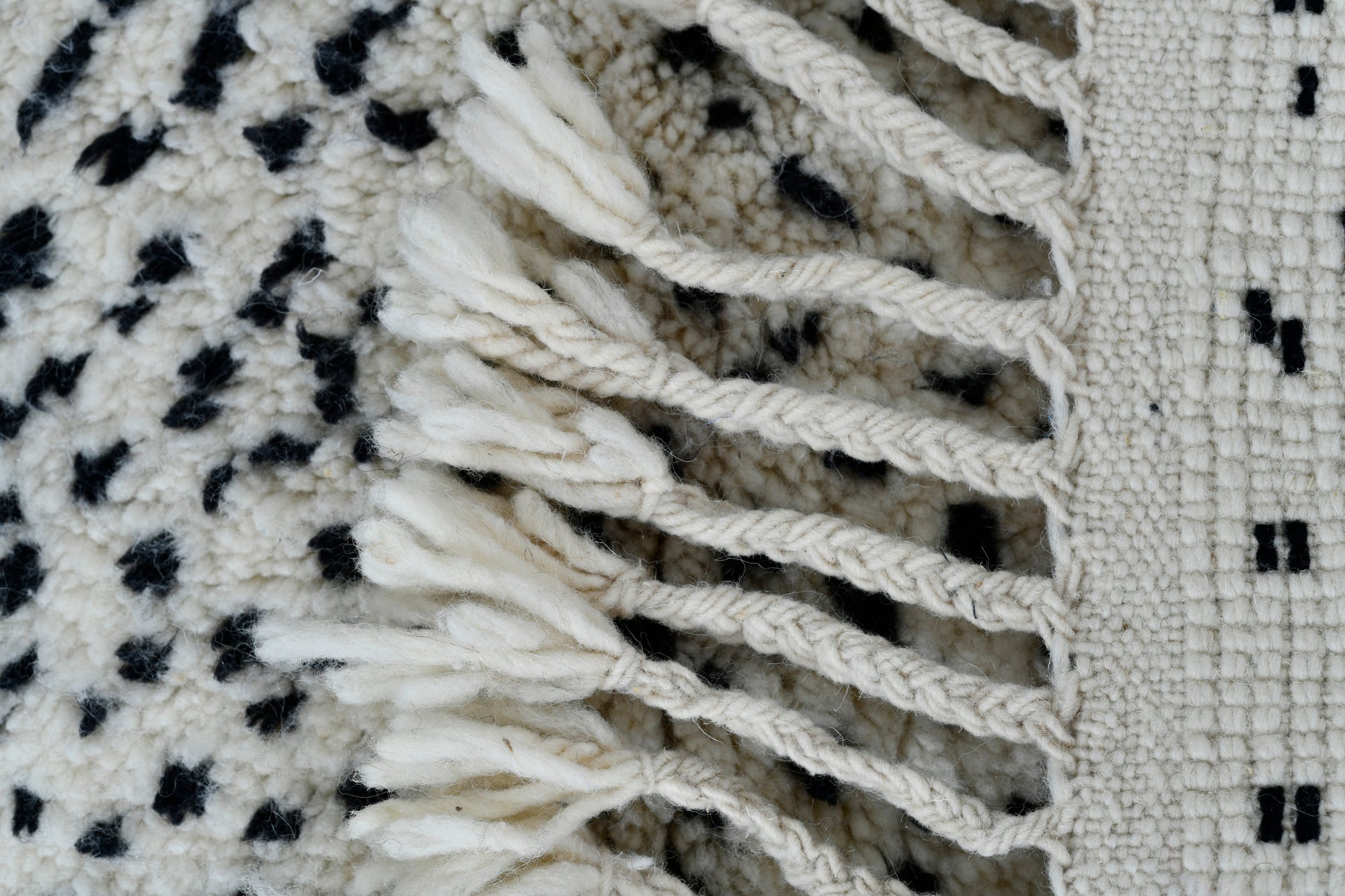 Moroccan custom rug from Beni Ourain, Wool, black and white