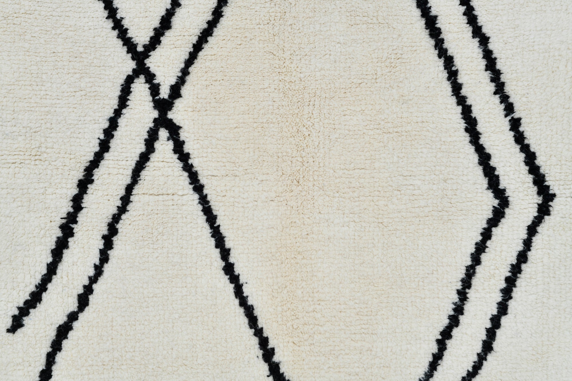 Moroccan custom rug from Beni Ourain, Wool and Thread, black and white