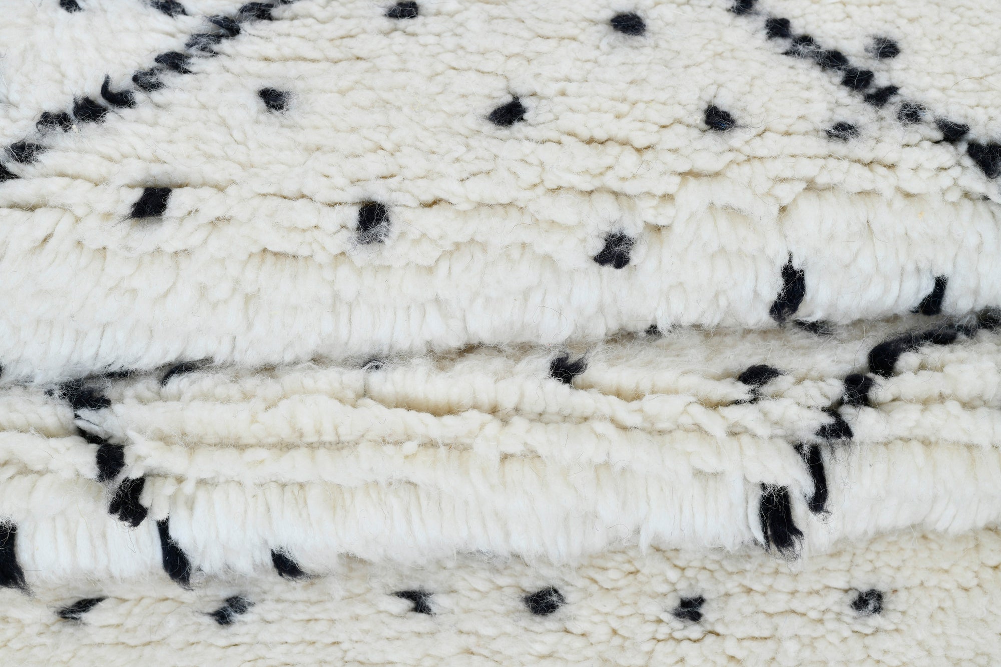 Moroccan custom rug from Beni Ourain, Wool and Thread, black and white