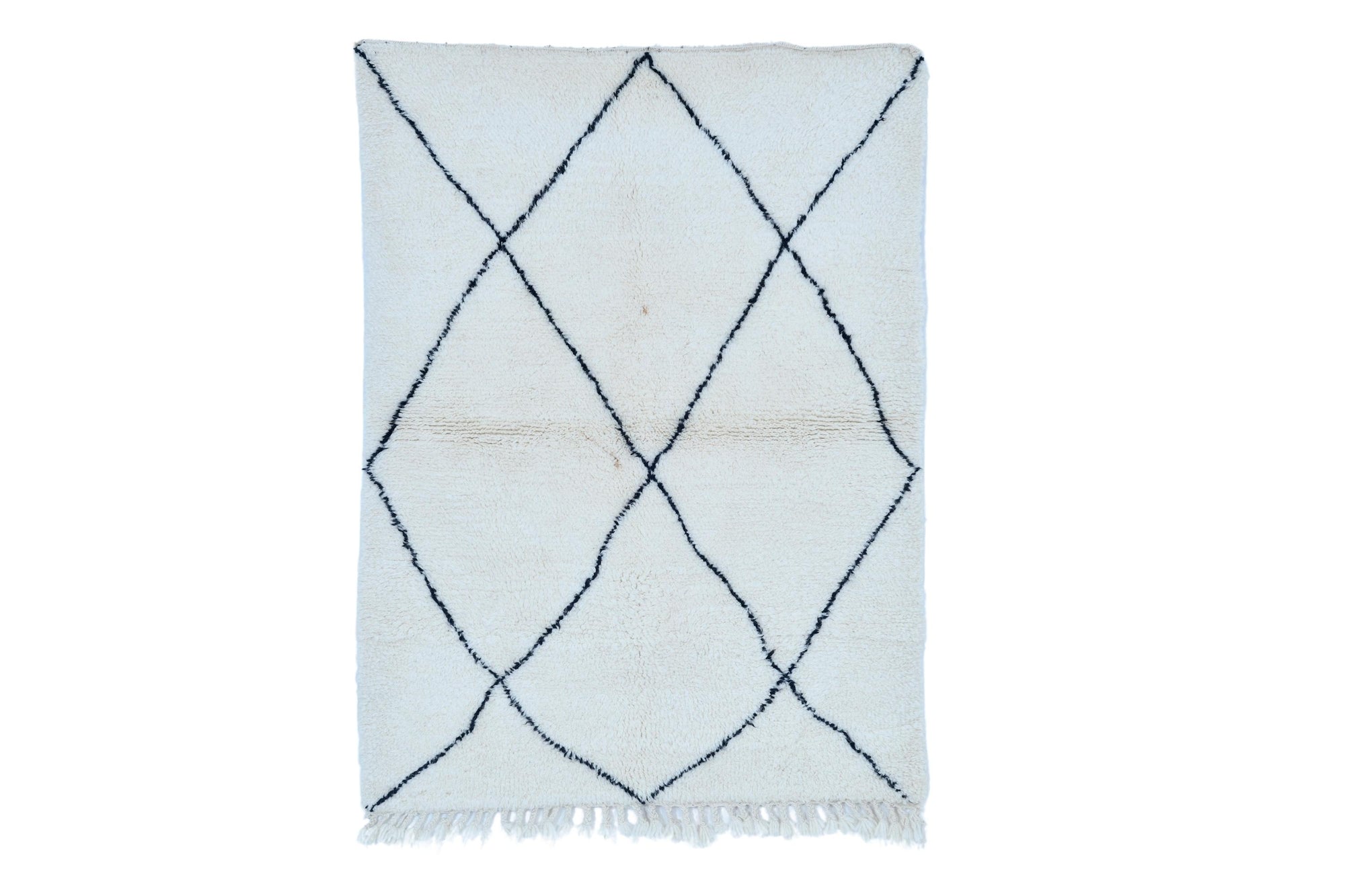 Moroccan custom rug from Beni Ourain, Wool, black and white