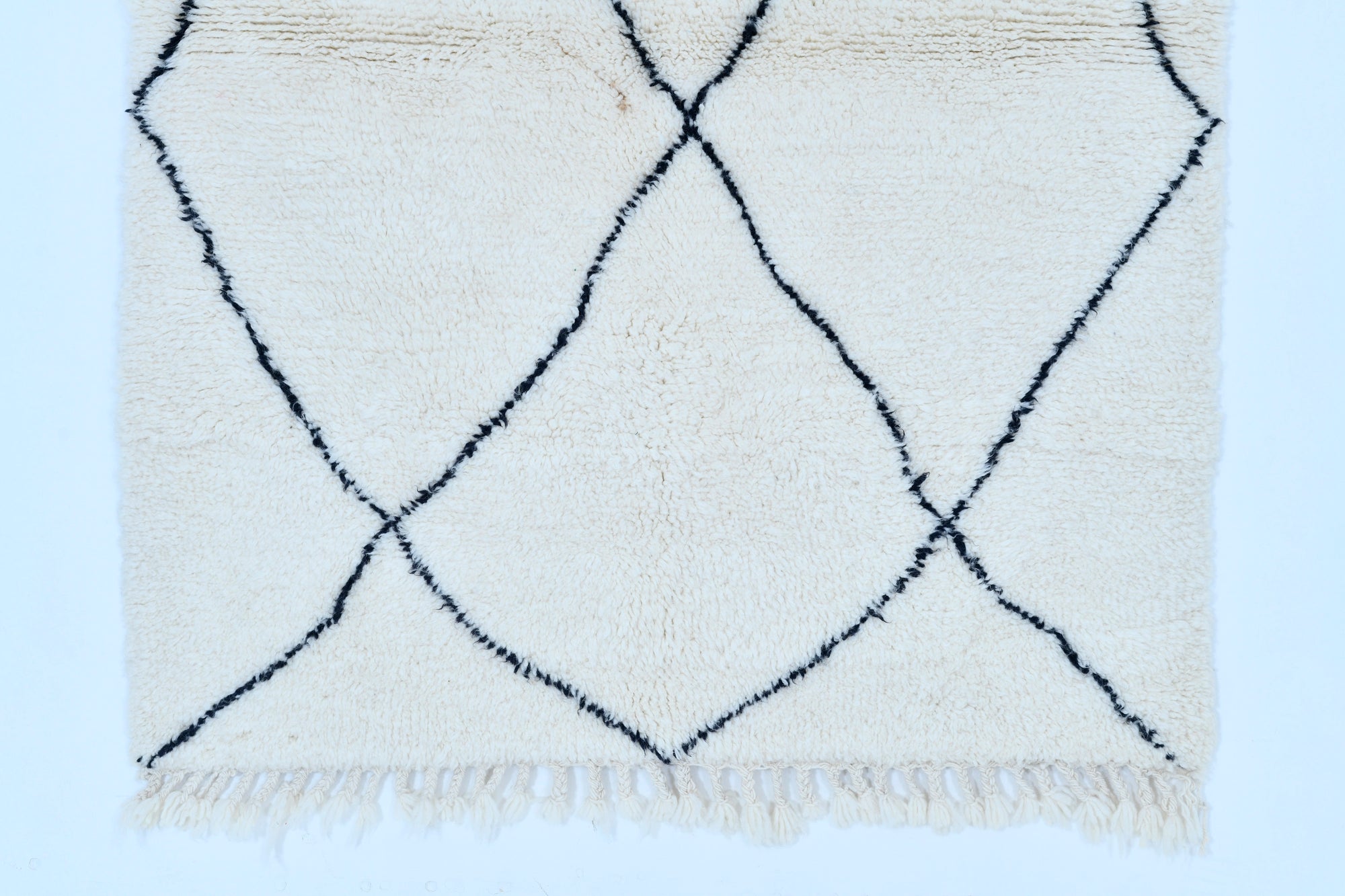 Moroccan custom rug from Beni Ourain, Wool, black and white