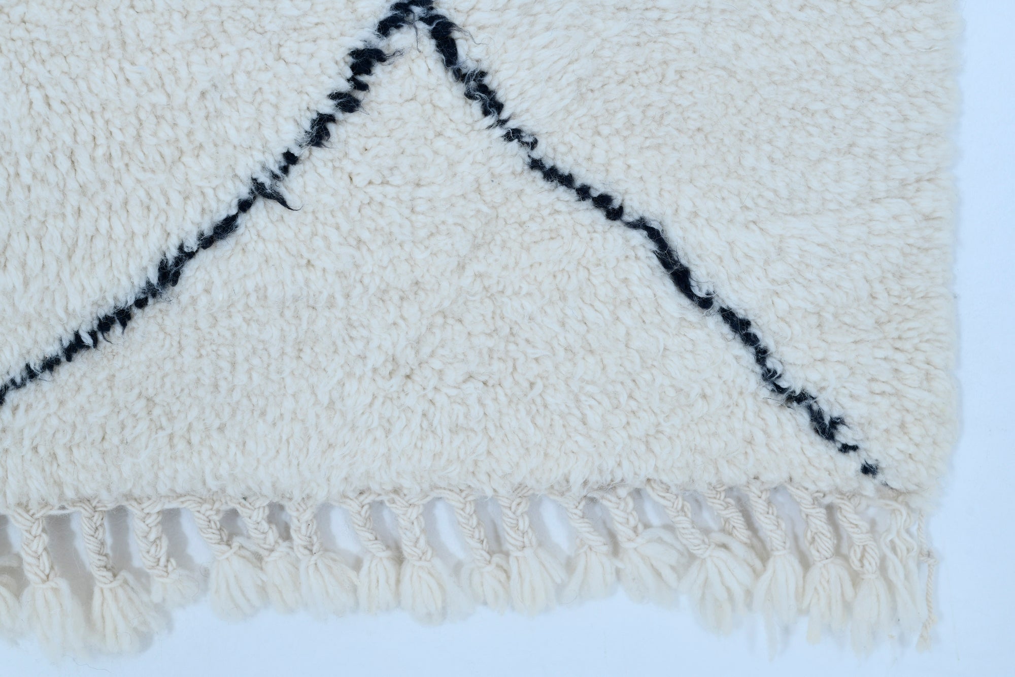 Moroccan custom rug from Beni Ourain, Wool, black and white