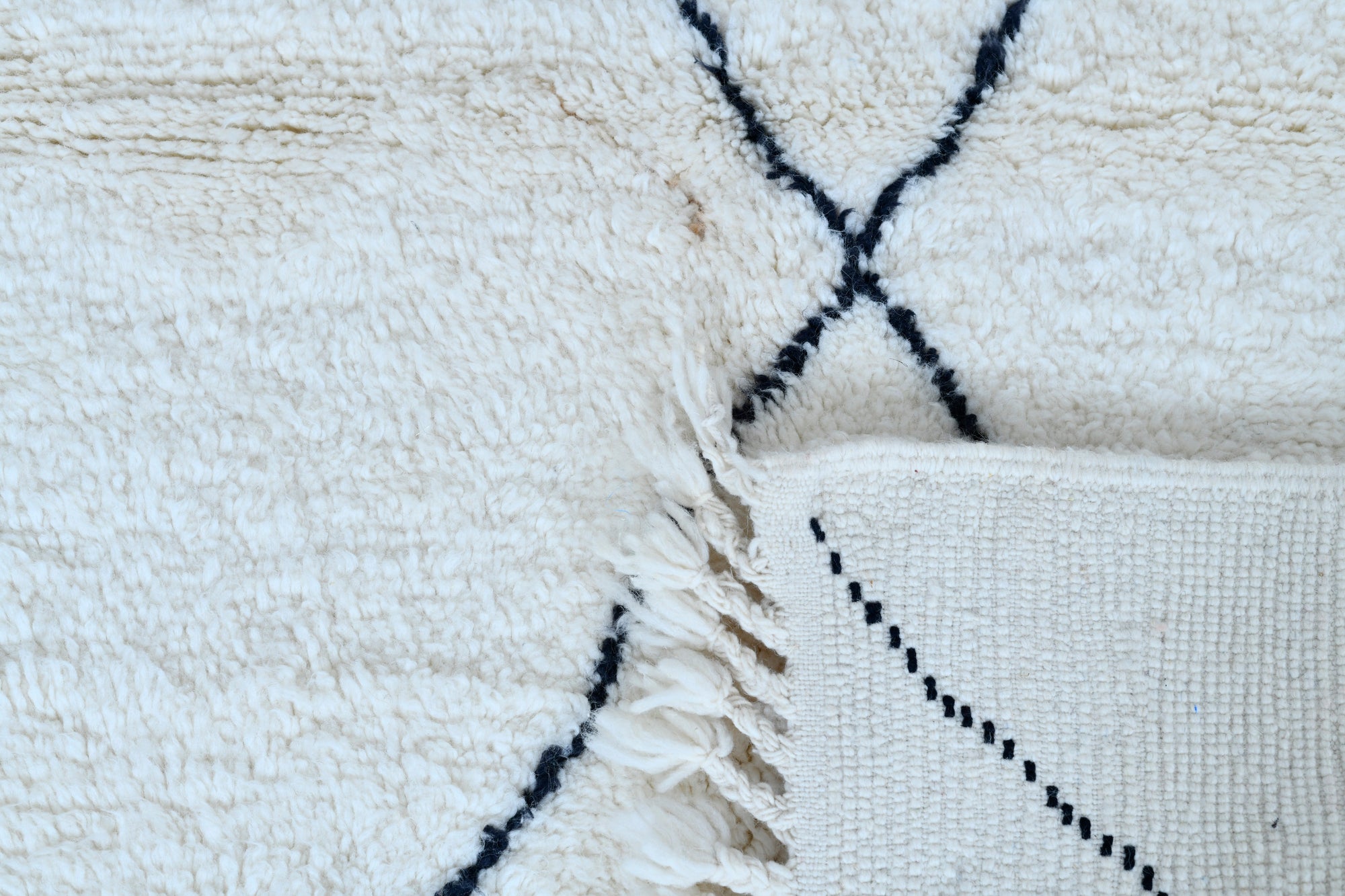 Moroccan custom rug from Beni Ourain, Wool, black and white
