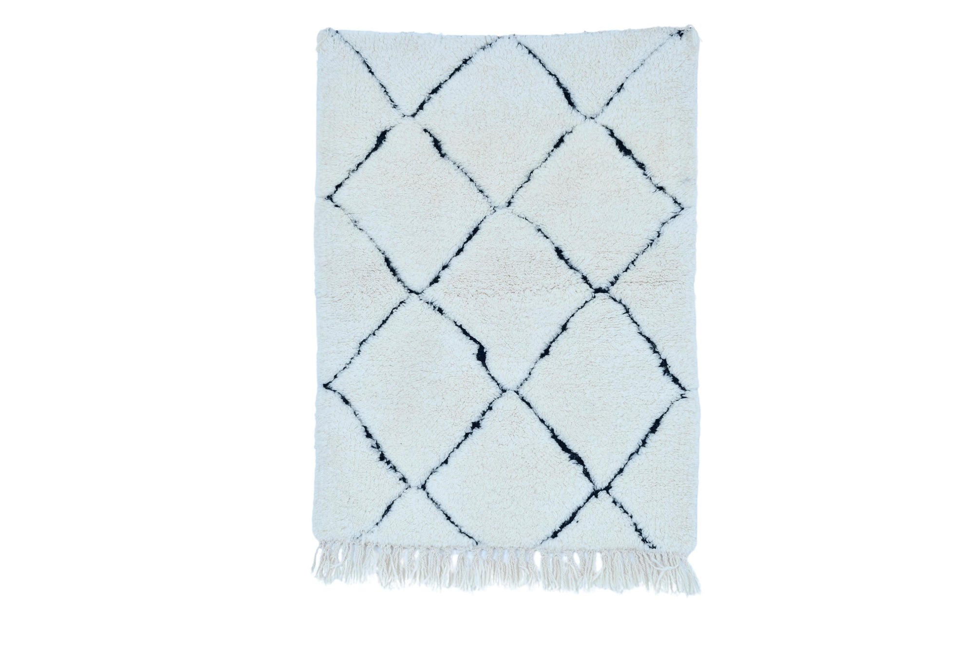 Moroccan custom rug from Beni Ourain, Wool and Thread, White