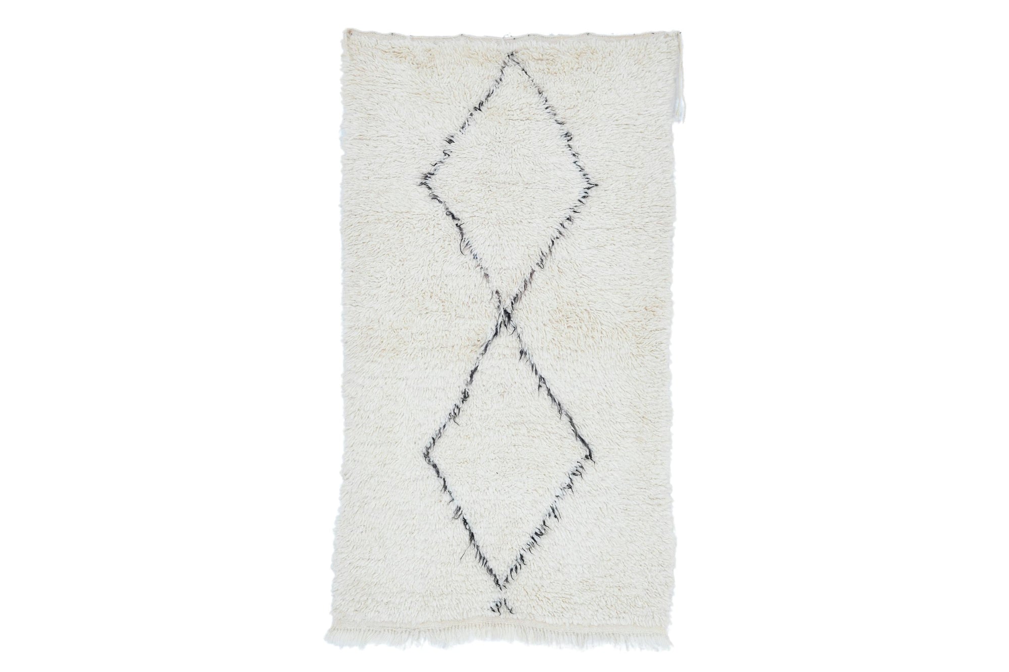 Moroccan custom rug from Beni Ourain, Wool, black and white
