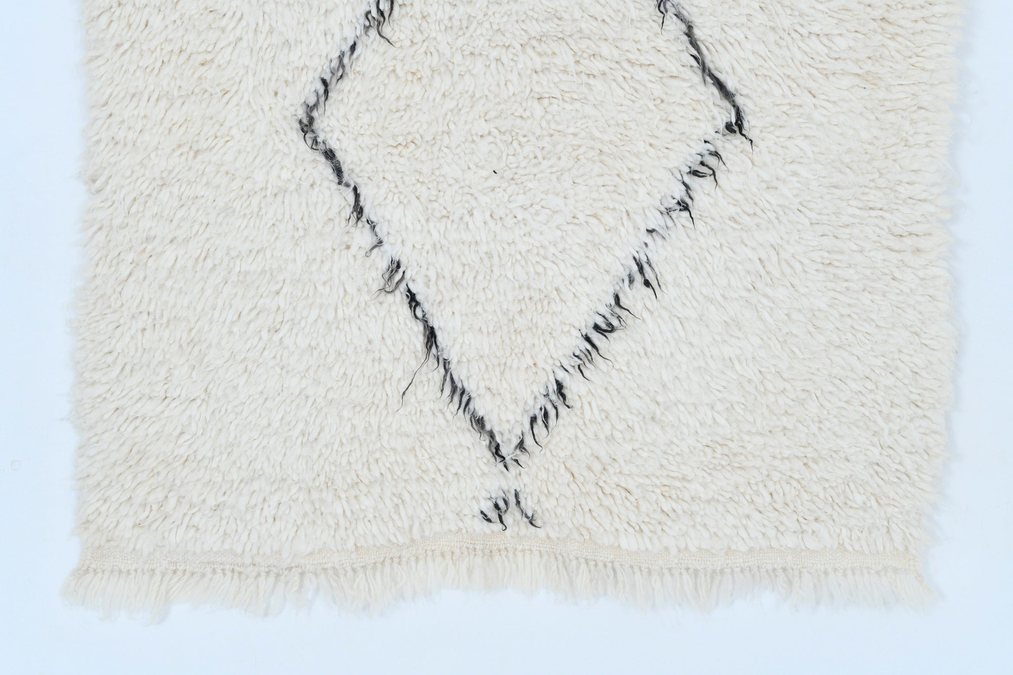 Moroccan custom rug from Beni Ourain, Wool, black and white