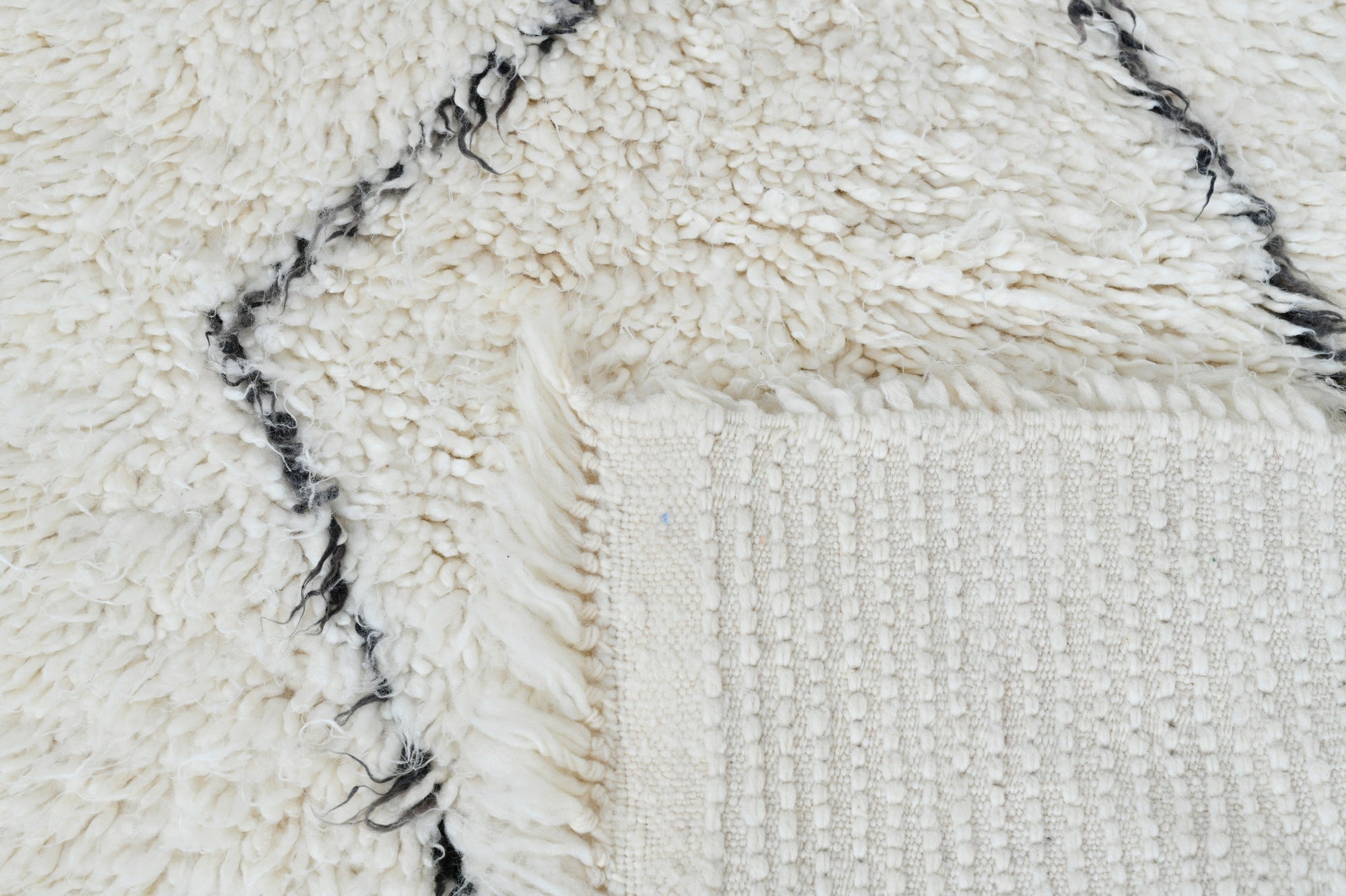 Moroccan custom rug from Beni Ourain, Wool, black and white