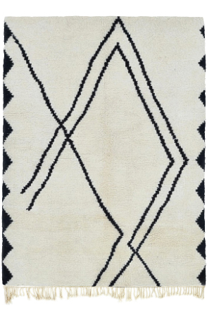 Black and White Berber Wool Rug 3329